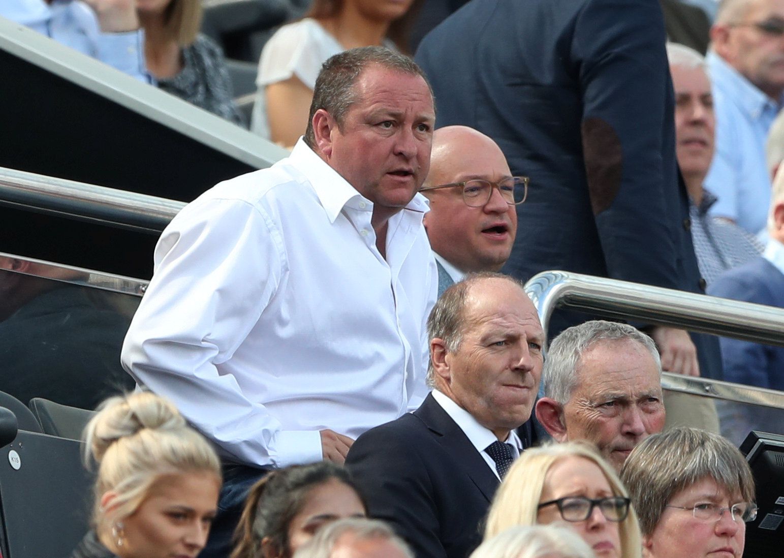 Football Soccer - Premier League - Newcastle United vs Tottenham Hotspur - Newcastle, Britain - August 13, 2017   Newcastle United owner Mike Ashley watches the game from the stands    REUTERS/Scott Heppell  EDITORIAL USE ONLY. No use with unauthorized audio, video, data, fixture lists, club/league logos or 