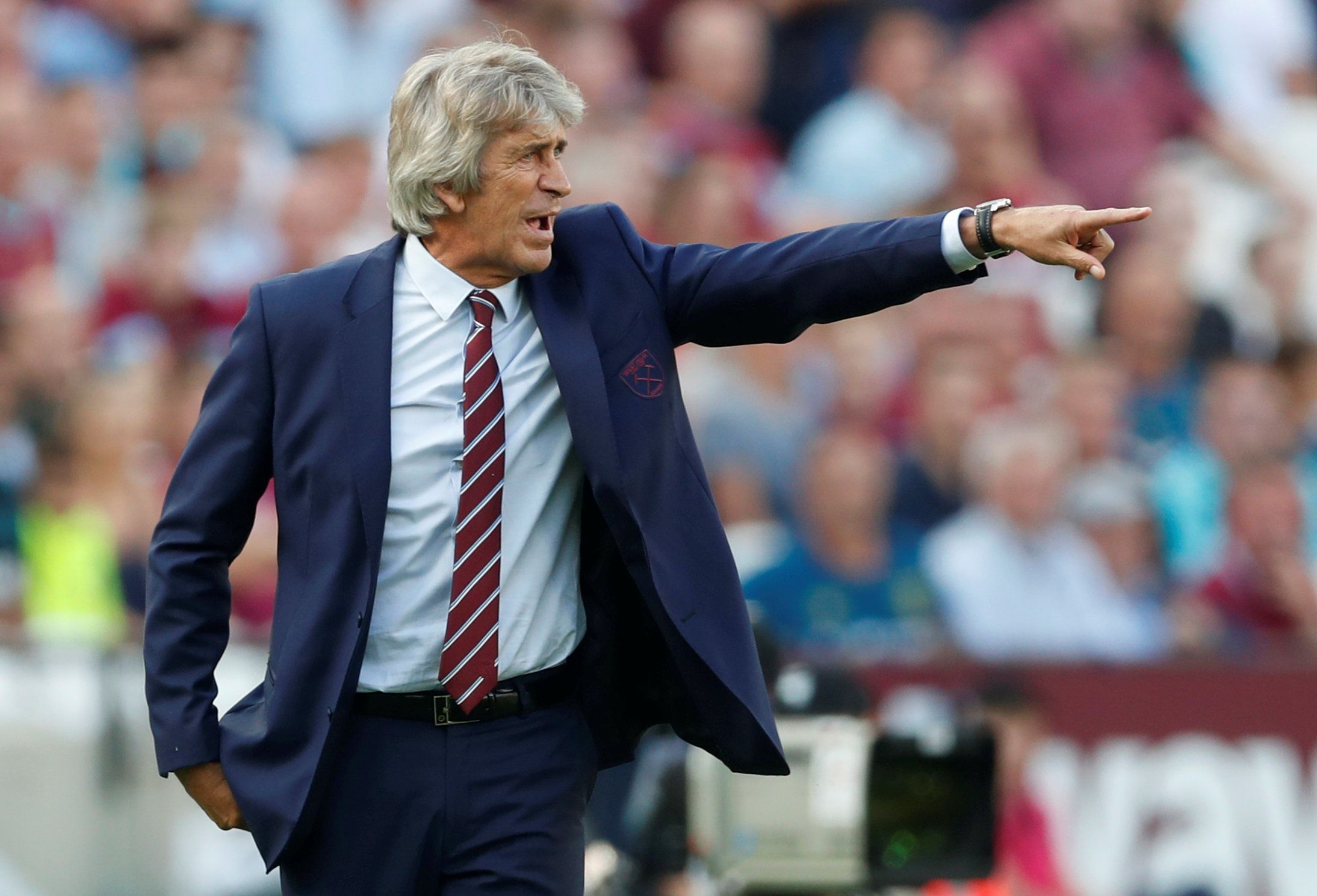 Soccer Football - Premier League - West Ham United v Wolverhampton Wanderers - London Stadium, London, Britain - September 1, 2018  West Ham manager Manuel Pellegrini gestures               Action Images via Reuters/Matthew Childs  EDITORIAL USE ONLY. No use with unauthorized audio, video, data, fixture lists, club/league logos or 