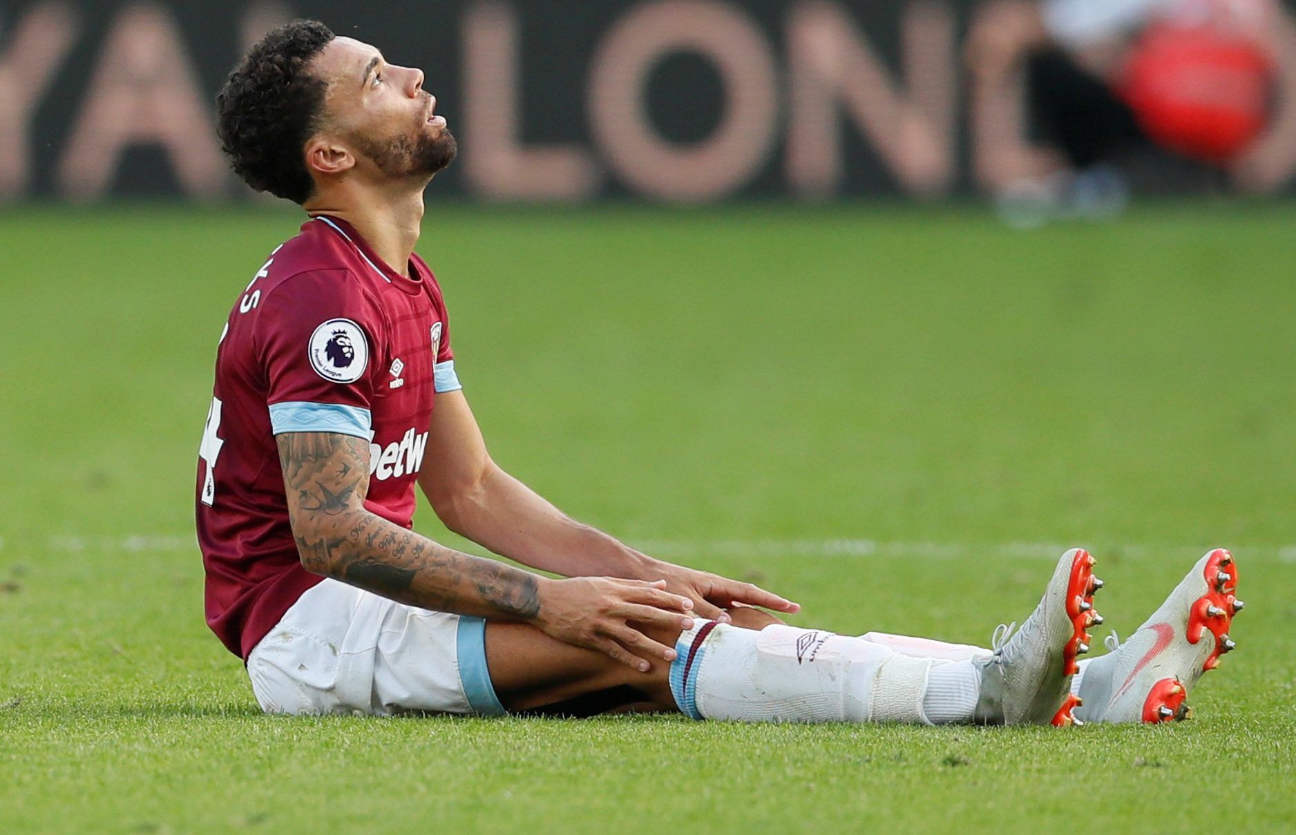 Soccer Football - Premier League - West Ham United v Wolverhampton Wanderers - London Stadium, London, Britain - September 1, 2018  West Ham's Ryan Fredericks reacts after the match                  REUTERS/David Klein  EDITORIAL USE ONLY. No use with unauthorized audio, video, data, fixture lists, club/league logos or 