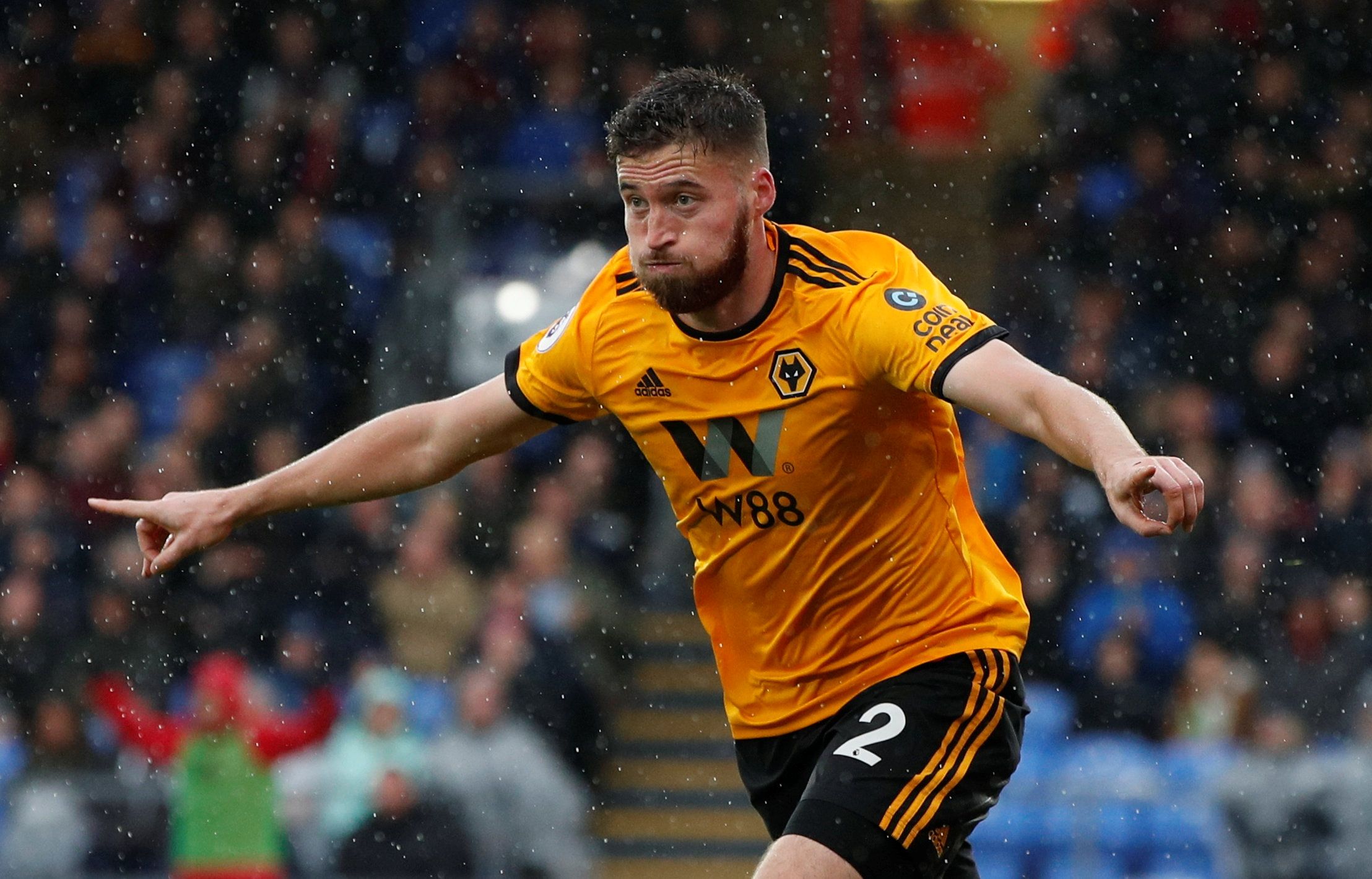 Soccer Football - Premier League - Crystal Palace v Wolverhampton Wanderers - Selhurst Park, London, Britain - October 6, 2018  Wolverhampton Wanderers' Matt Doherty celebrates scoring their first goal   Action Images via Reuters/John Sibley  EDITORIAL USE ONLY. No use with unauthorized audio, video, data, fixture lists, club/league logos or "live" services. Online in-match use limited to 75 images, no video emulation. No use in betting, games or single club/league/player publications.  Please c