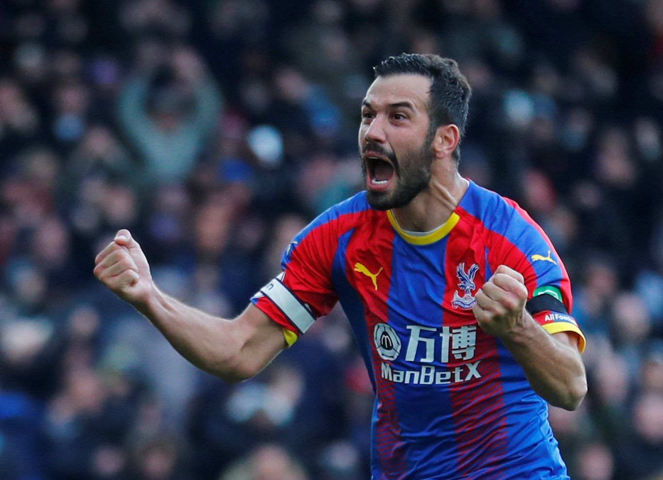 Soccer Football - Premier League - Crystal Palace v Arsenal - Selhurst Park, London, Britain - October 28, 2018  Crystal Palace's Luka Milivojevic celebrates scoring their second goal  REUTERS/Eddie Keogh  EDITORIAL USE ONLY. No use with unauthorized audio, video, data, fixture lists, club/league logos or "live" services. Online in-match use limited to 75 images, no video emulation. No use in betting, games or single club/league/player publications.  Please contact your account representative fo