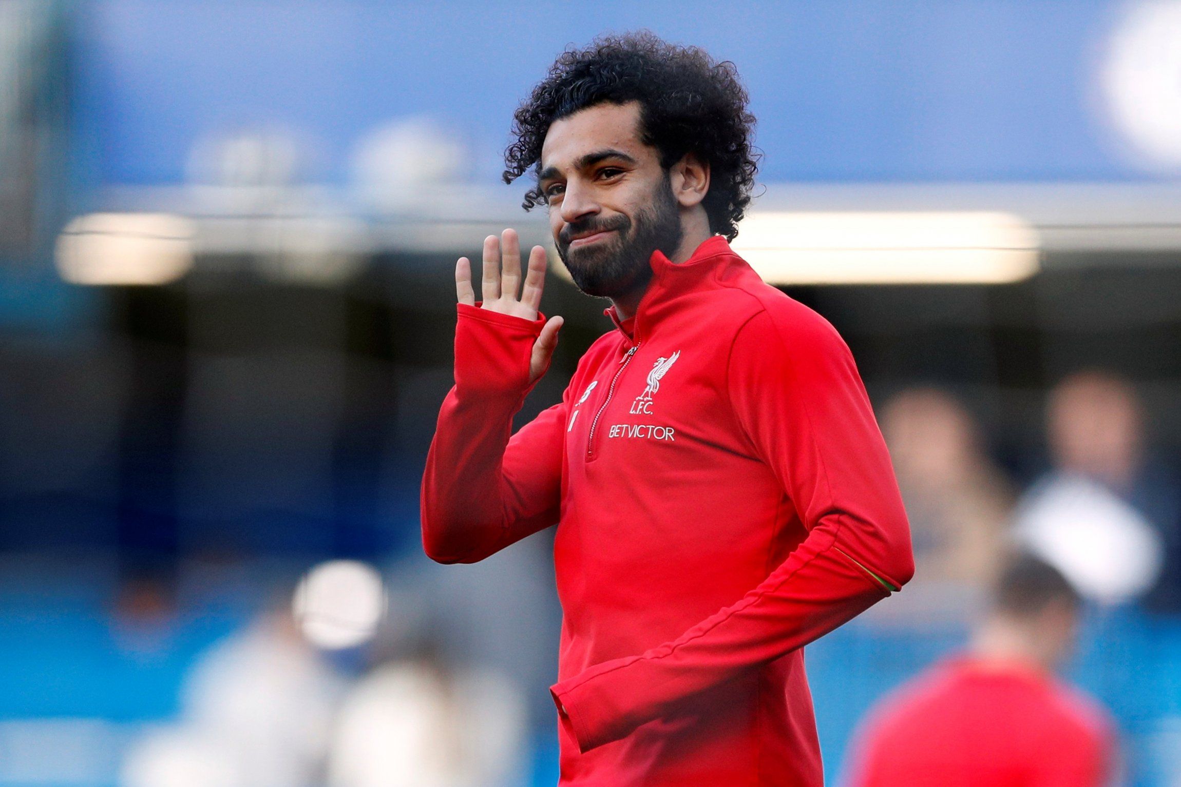 Mohamed Salah warms up for Chelsea clash