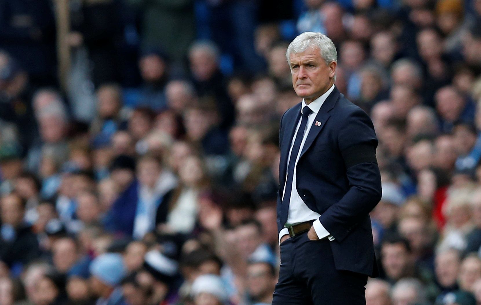Soccer Football - Premier League - Manchester City v Southampton - Etihad Stadium, Manchester, Britain - November 4, 2018  Southampton manager Mark Hughes looks dejected   REUTERS/Andrew Yates  EDITORIAL USE ONLY. No use with unauthorized audio, video, data, fixture lists, club/league logos or "live" services. Online in-match use limited to 75 images, no video emulation. No use in betting, games or single club/league/player publications.  Please contact your account representative for further de