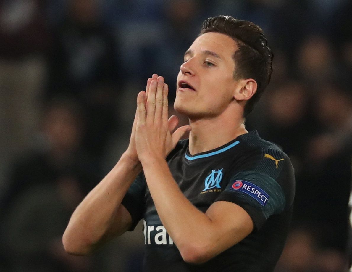 Soccer Football - Europa League - Group Stage - Group H - Lazio v Olympique de Marseille - Stadio Olimpico, Rome, Italy - November 8, 2018  Olympique de Marseille's Florian Thauvin reacts during the match               REUTERS/Alessandro Bianchi