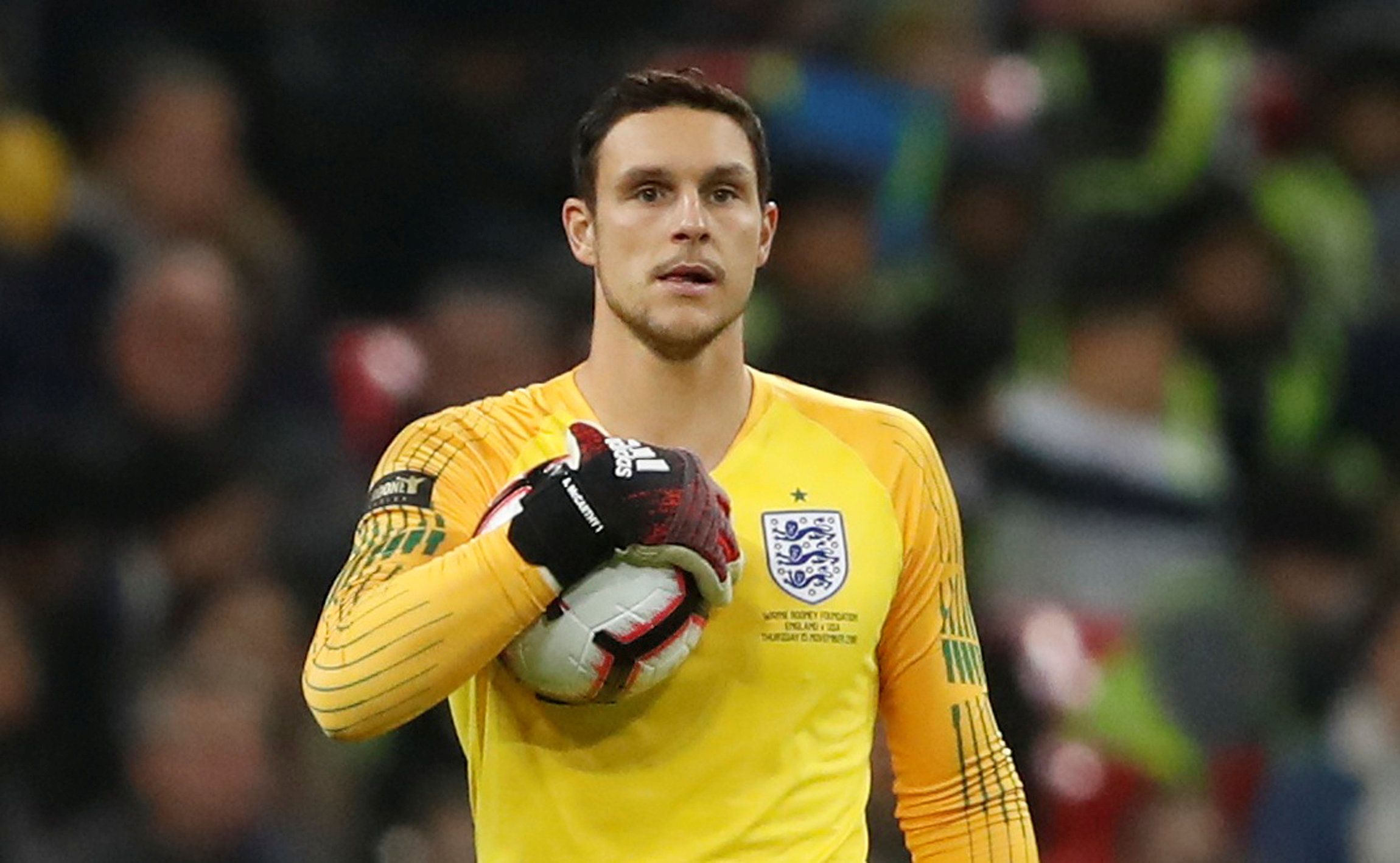 England's Alex McCarthy in action for England v USA in international debut