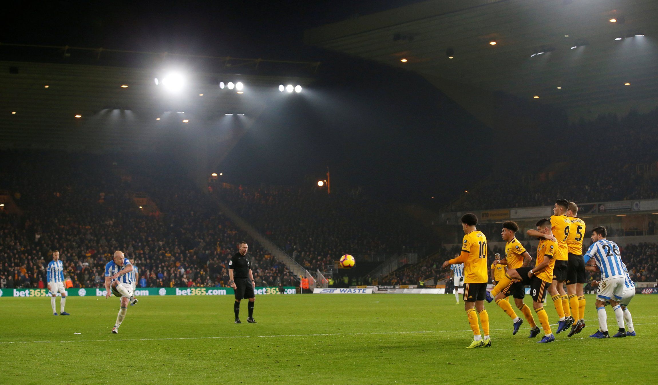 Huddersfield Town's Aaron Mooy scores their second goal v Wolverhampton Wanderers