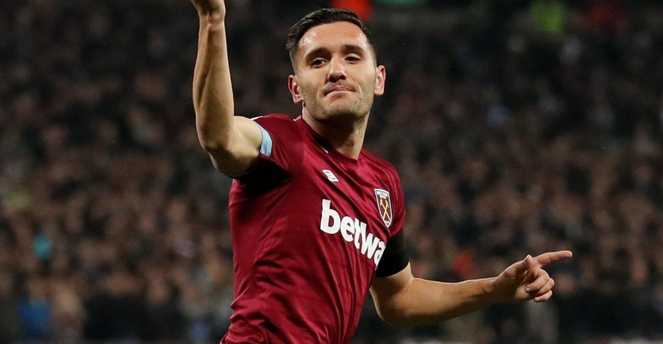 Soccer Football - Carabao Cup Fourth Round - West Ham United v Tottenham Hotspur - London Stadium, London, Britain - October 31, 2018  West Ham's Lucas Perez celebrates scoring their first goal       Action Images via Reuters/Matthew Childs  EDITORIAL USE ONLY. No use with unauthorized audio, video, data, fixture lists, club/league logos or 