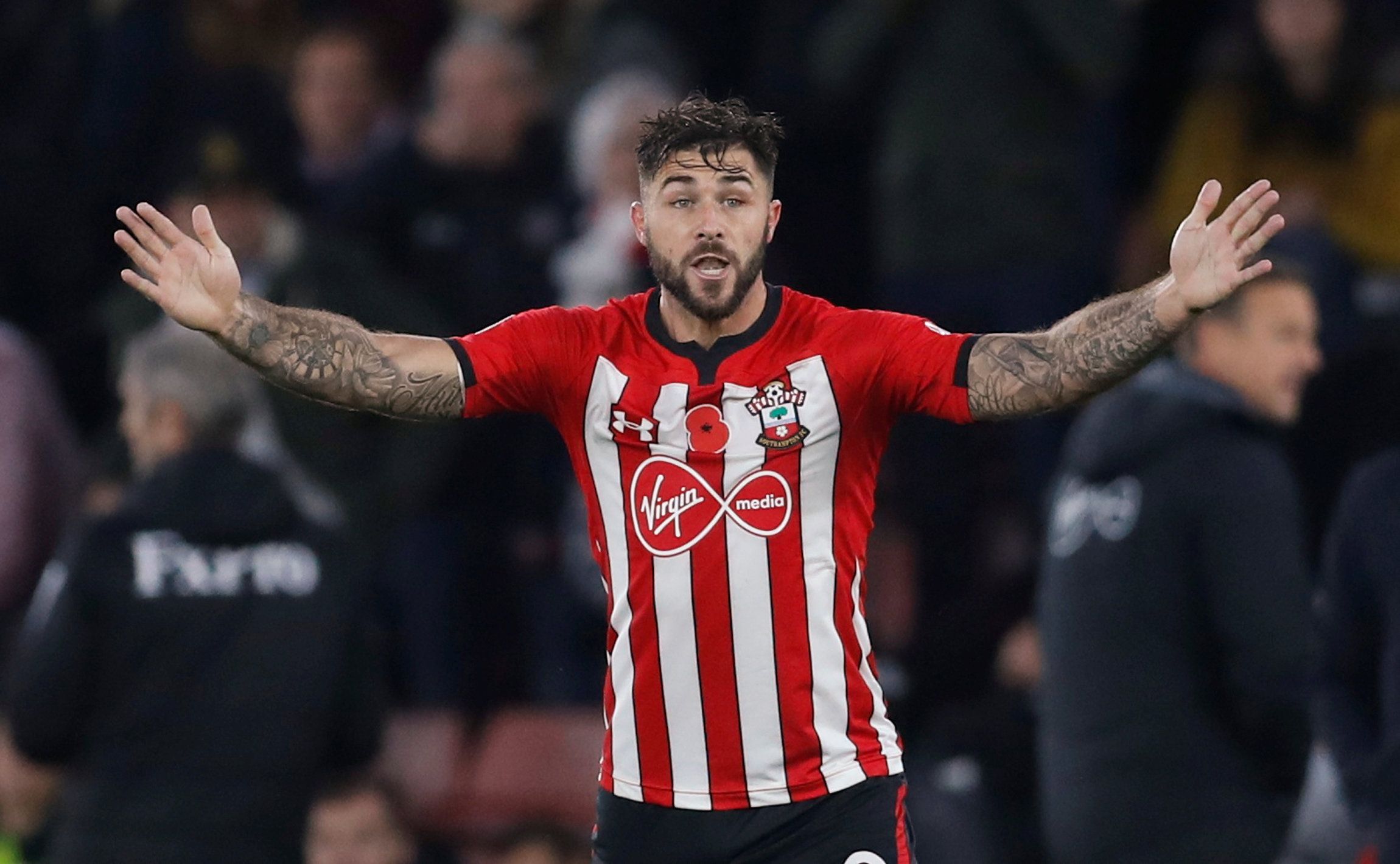 Southampton's Charlie Austin reacts in astonishment after his goal is disallowed