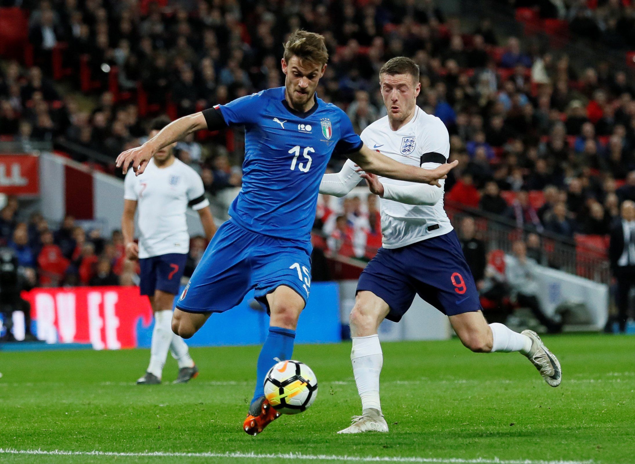 Daniele Rugani in action for Italy