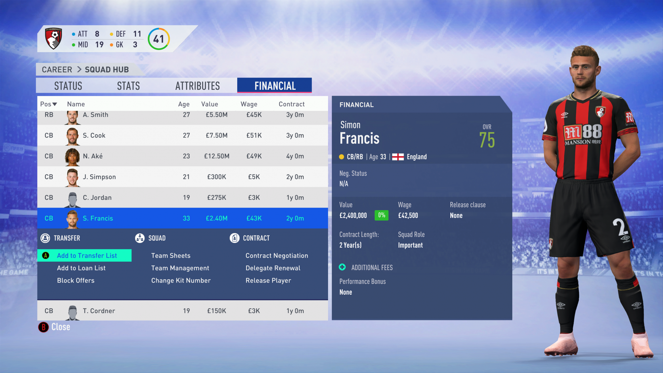 FIFA 19 Career Mode - Bournemouth Francis