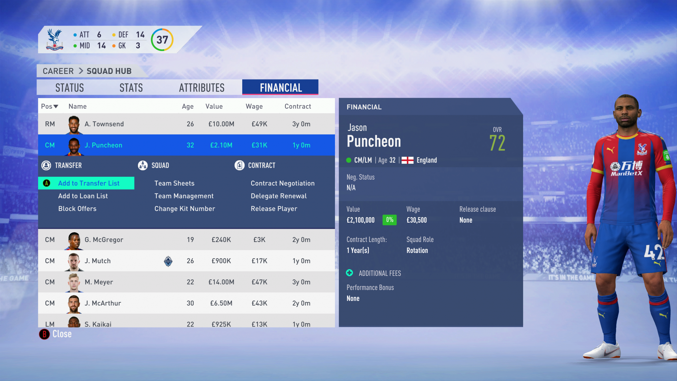 FIFA 19 Career Mode - Crystal Palace Puncheon