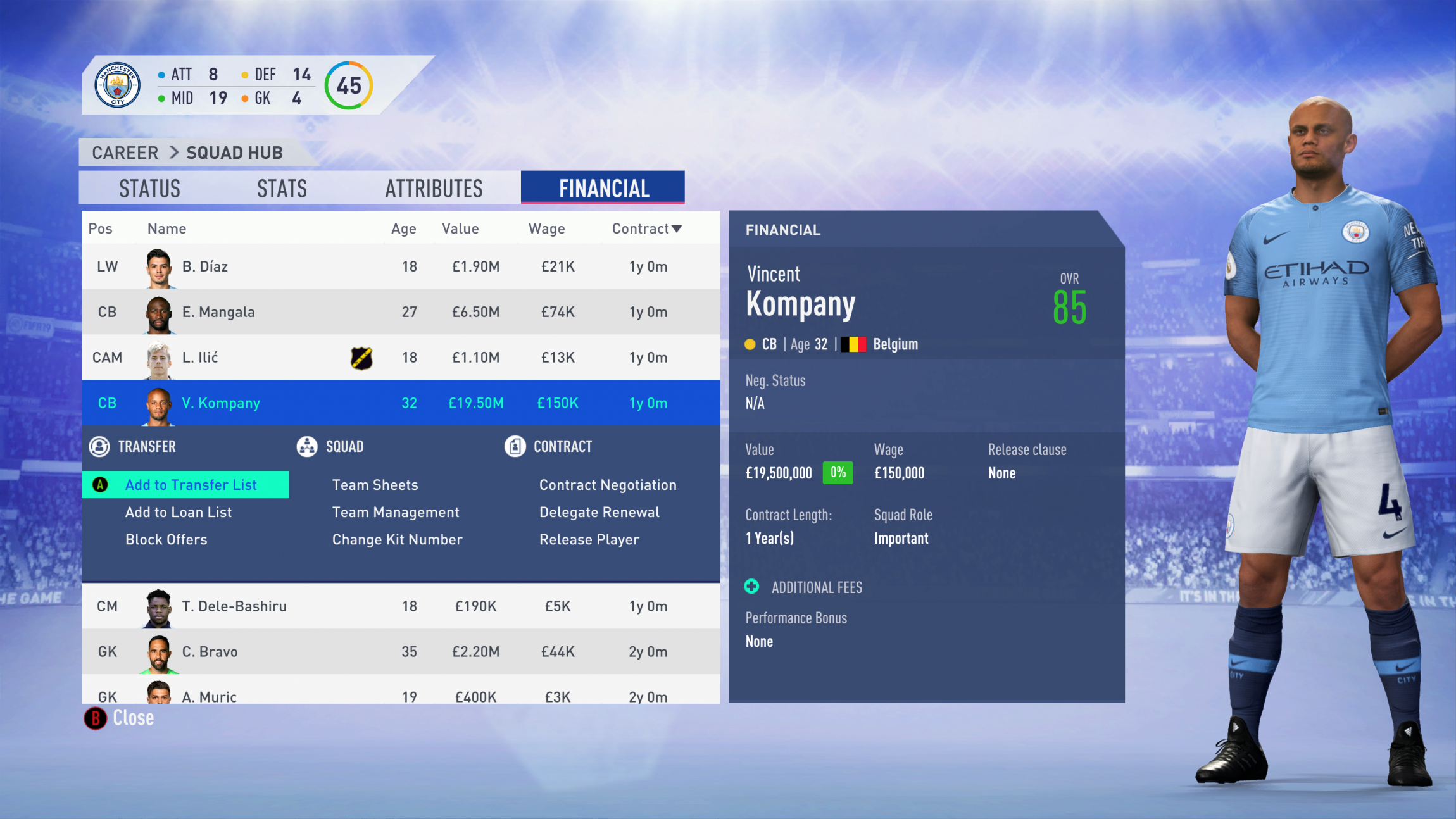 FIFA 19 Career Mode - Man City Kompany