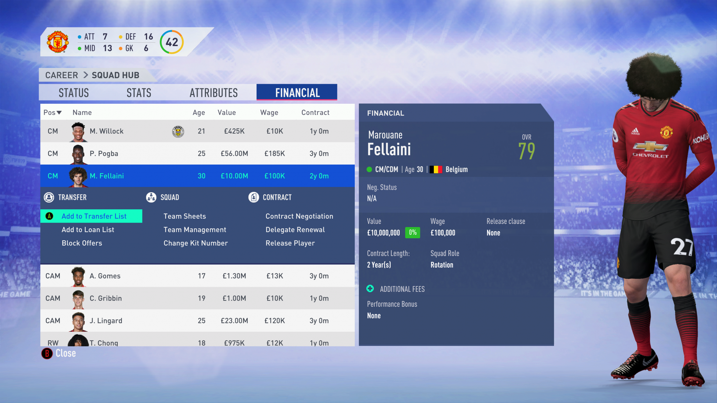 FIFA 19 Career Mode - Manchester Untied Fellaini
