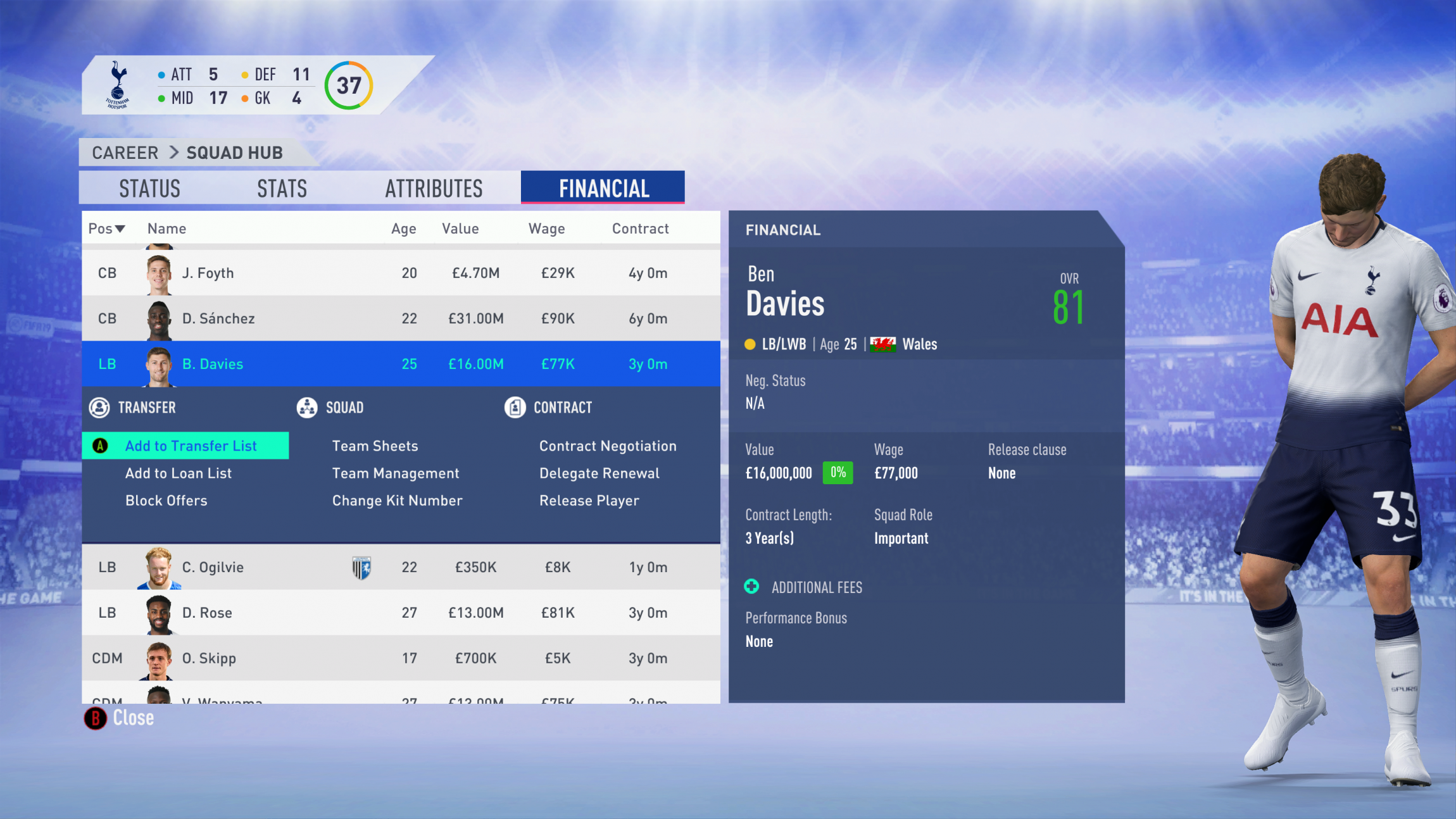 FIFA 19 Career Mode - Tottenham Ben Davies
