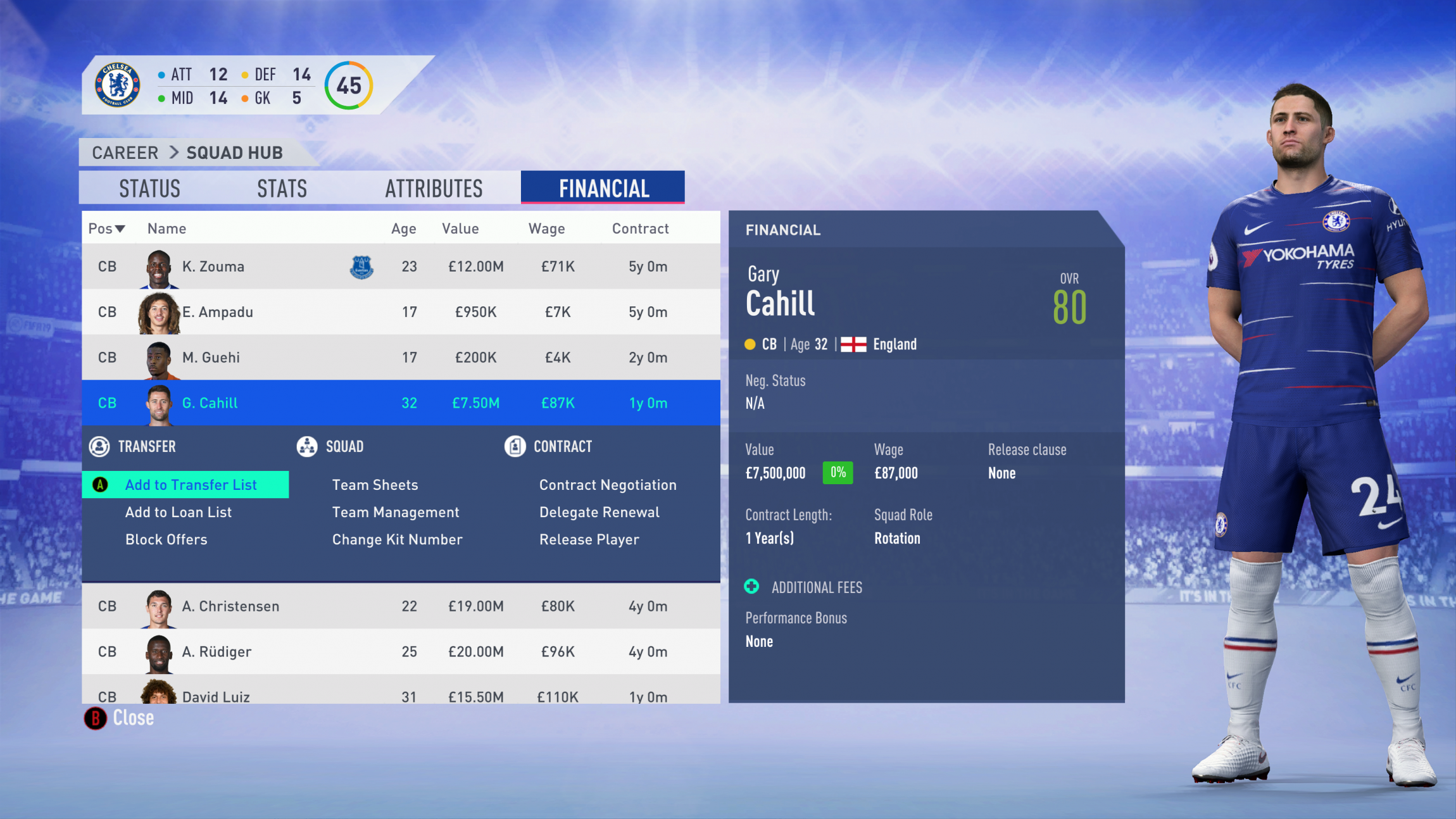 FIFA 19 - Chelsea Career Mode - Gary Cahill