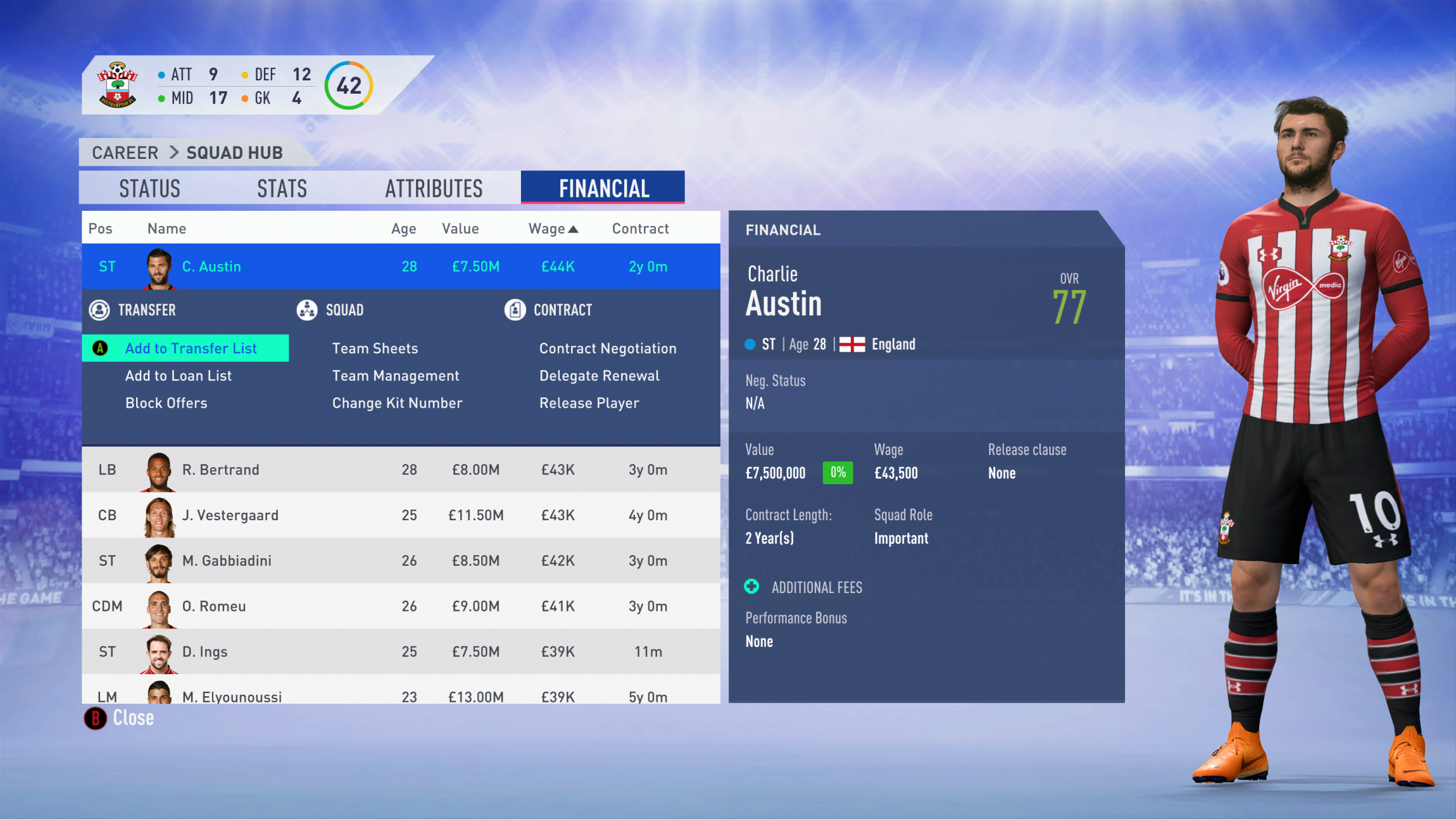 FIFA 19 Southampton Team Guide - Austin