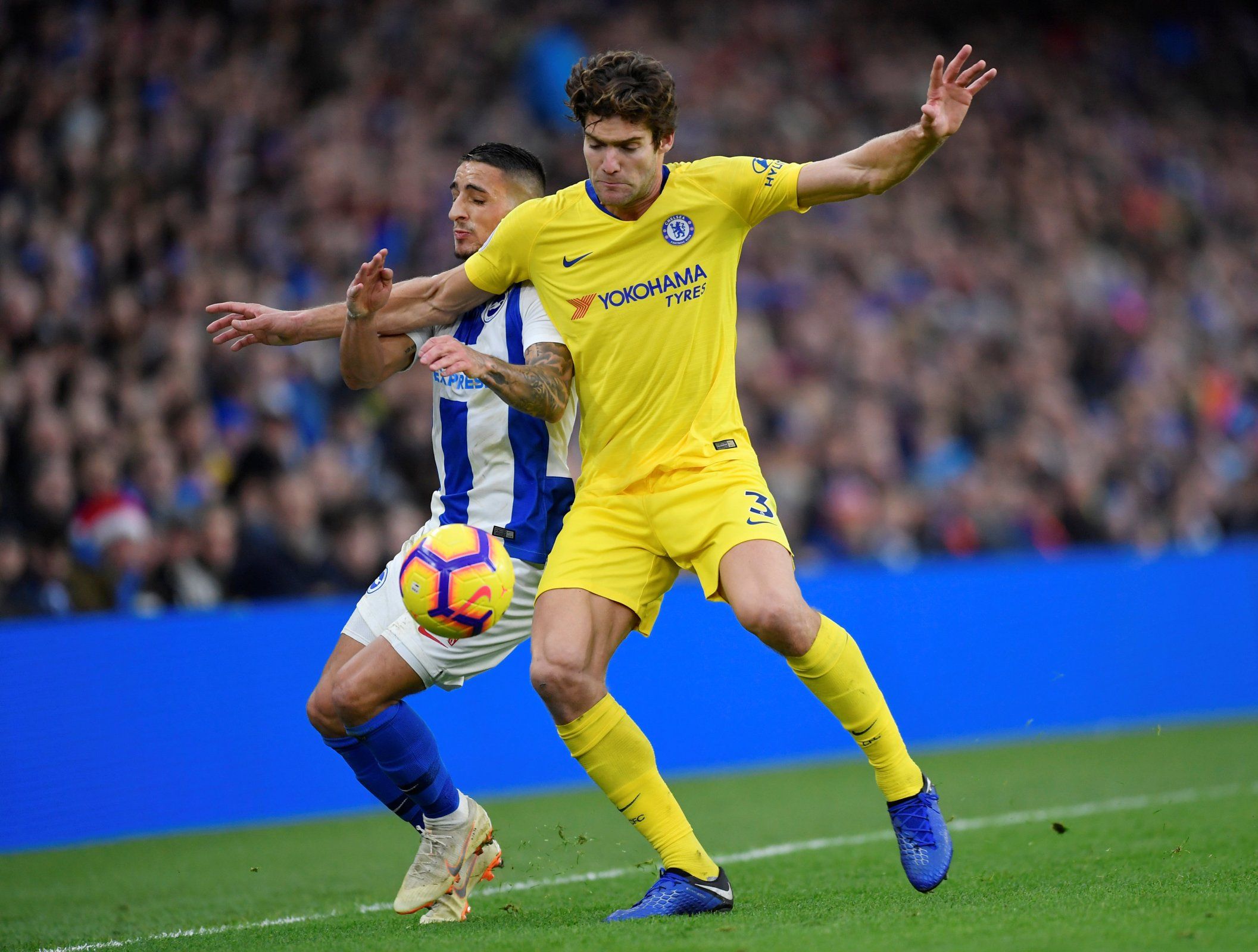 Marcos Alonso in action for Chelsea