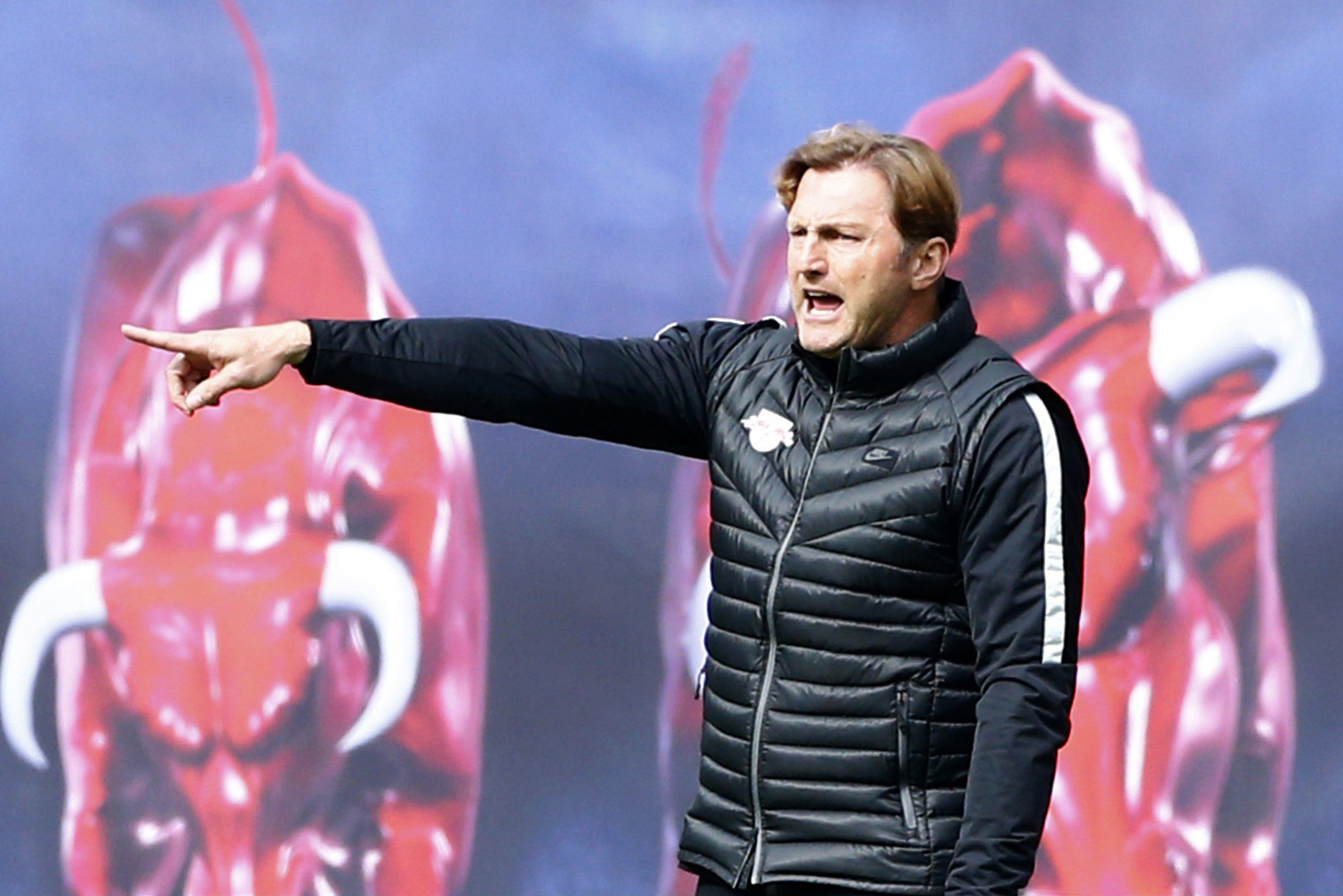 RB Leipzig manager Ralph Hasenhuttl gestures