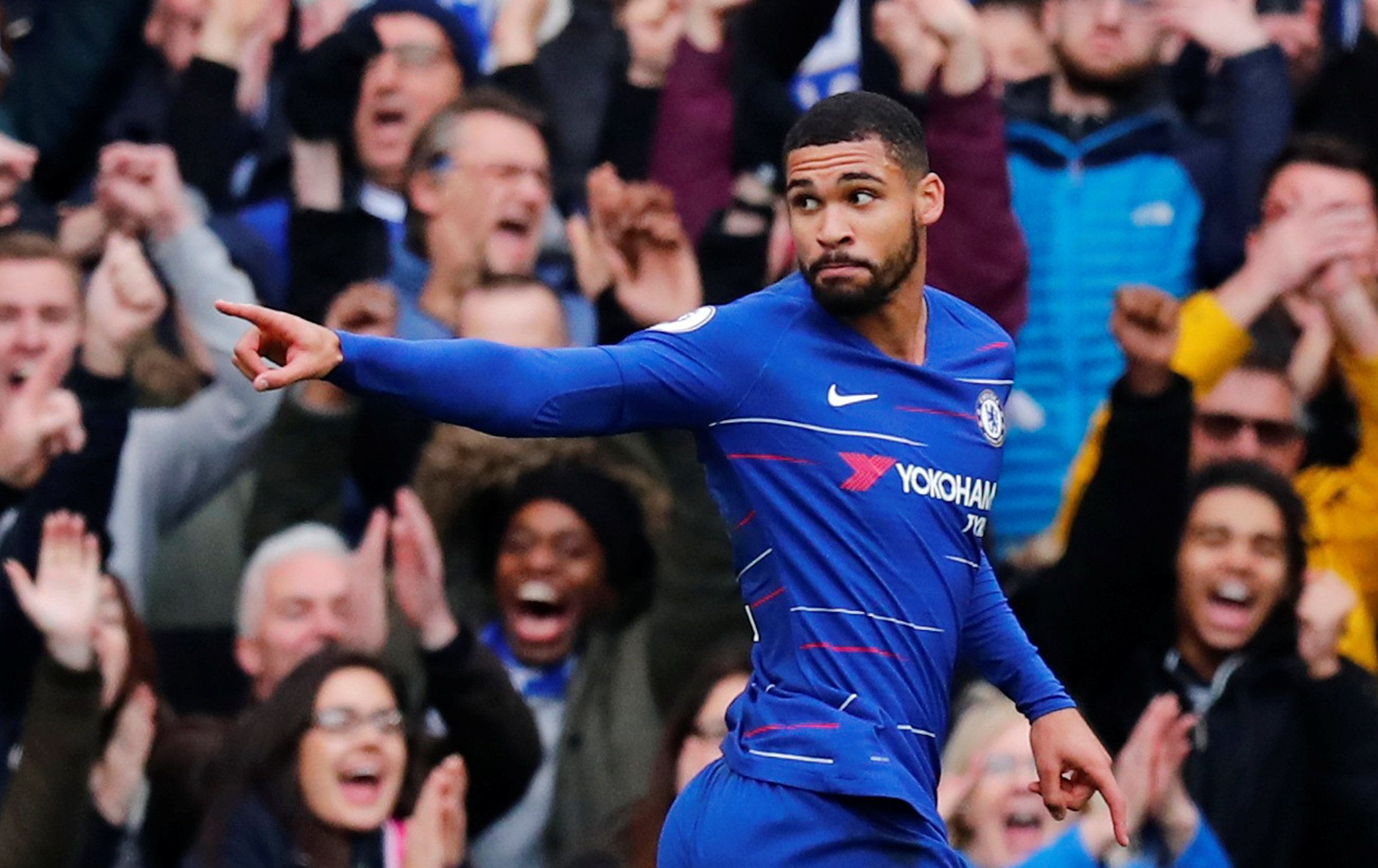 Soccer Football - Premier League - Chelsea v Fulham - Stamford Bridge, London, Britain - December 2, 2018  Chelsea's Ruben Loftus-Cheek celebrates scoring their second goal   REUTERS/Eddie Keogh  EDITORIAL USE ONLY. No use with unauthorized audio, video, data, fixture lists, club/league logos or "live" services. Online in-match use limited to 75 images, no video emulation. No use in betting, games or single club/league/player publications.  Please contact your account representative for further 