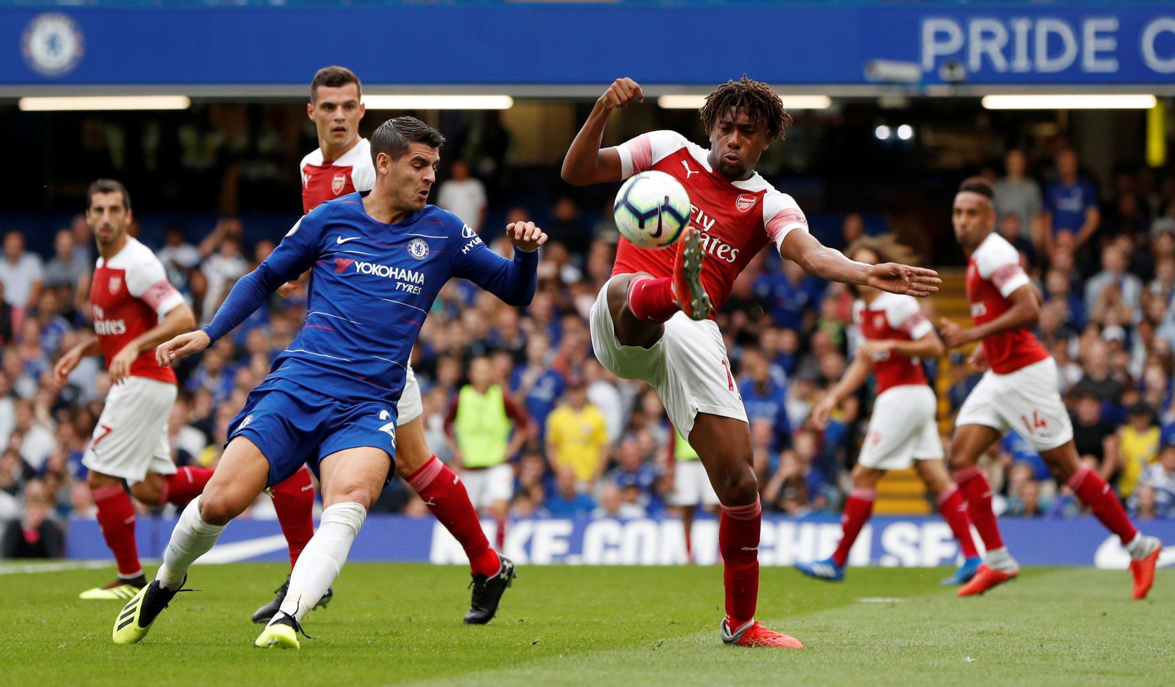 Alvaro Morata and Alex Iwobi - Chelsea vs Arsenal