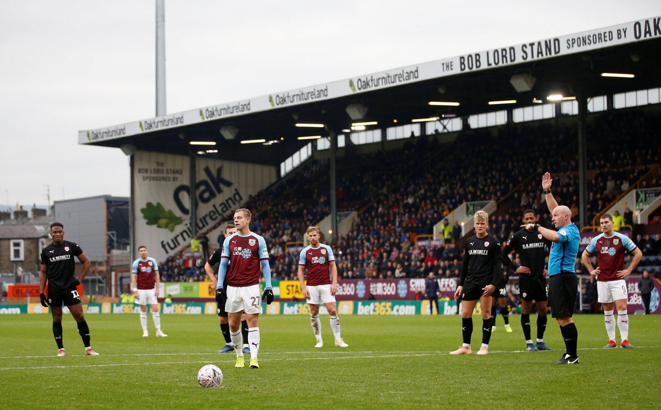 Burnley's Matej Vydra waits to take a penalty which is later overturned by VAR
