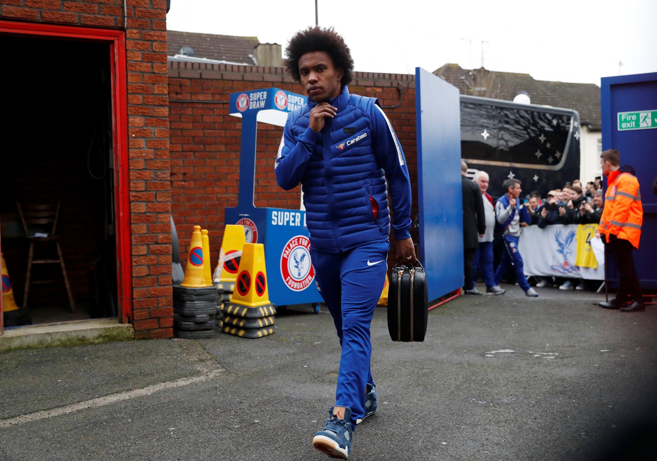 Chelsea's Willian arrives at Selhurst Park before the Crystal Palace match