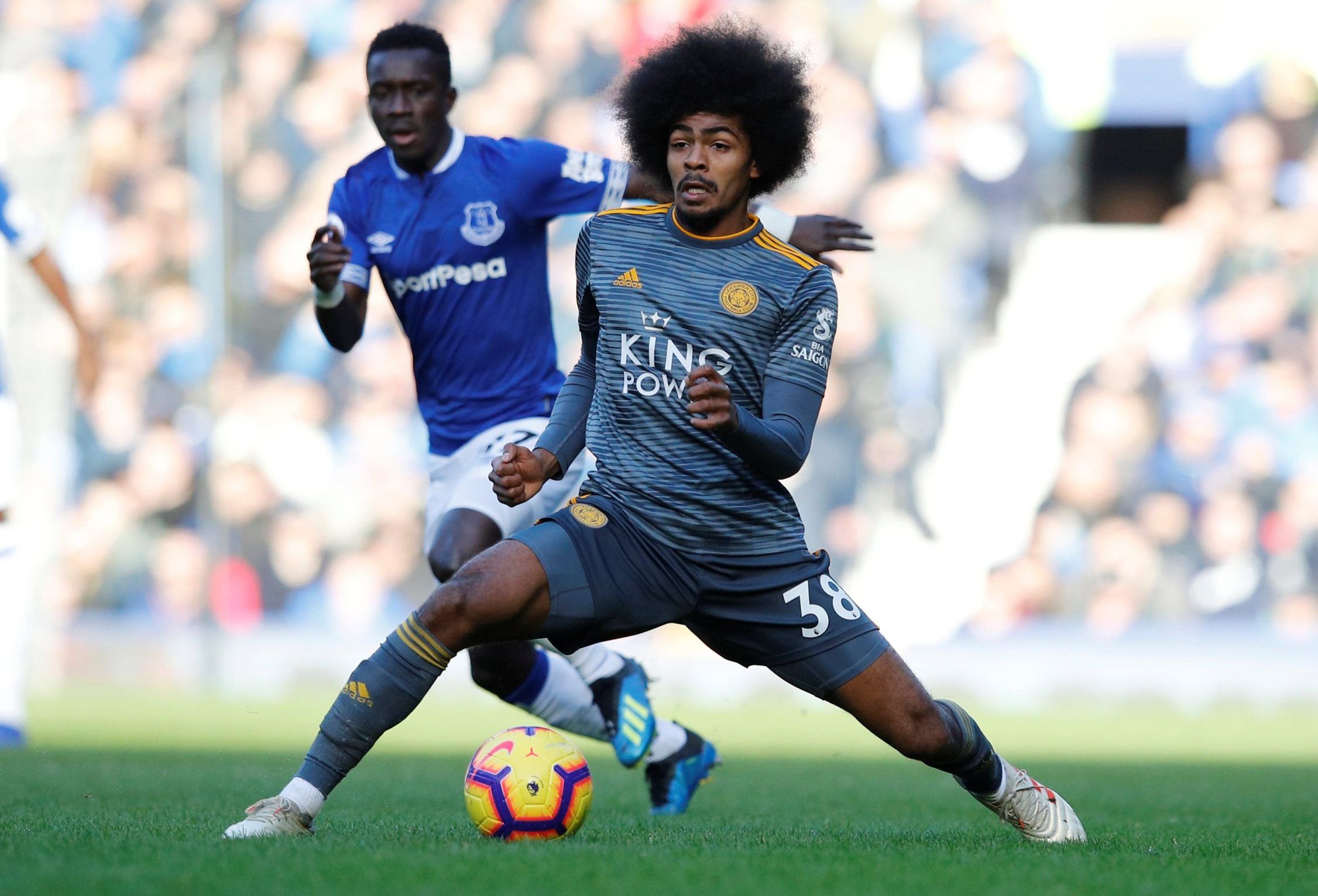 Leicester City's Hamza Choudhury in action at Goodison Park