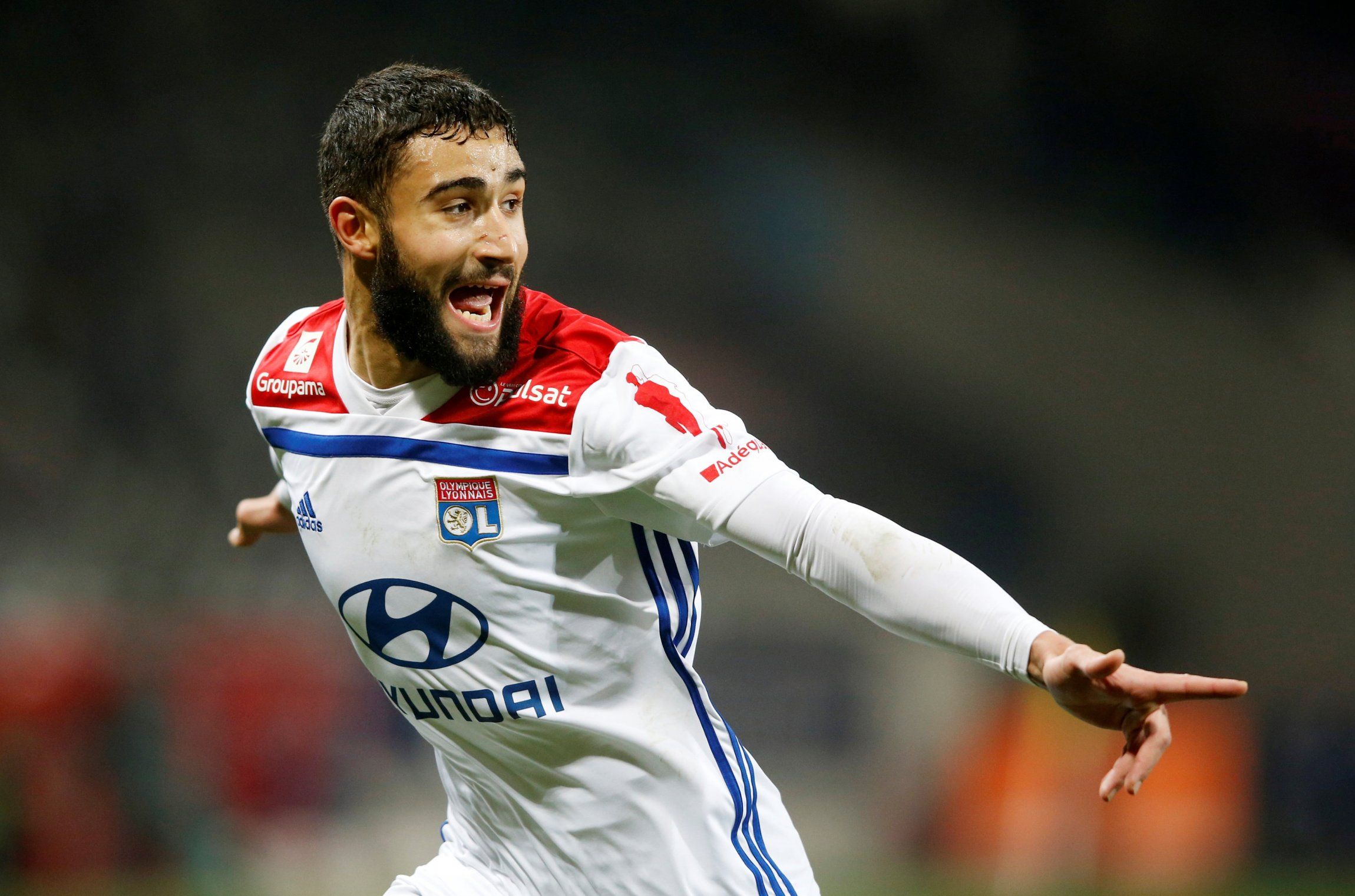 Nabil Fekir celebrates for Lyon