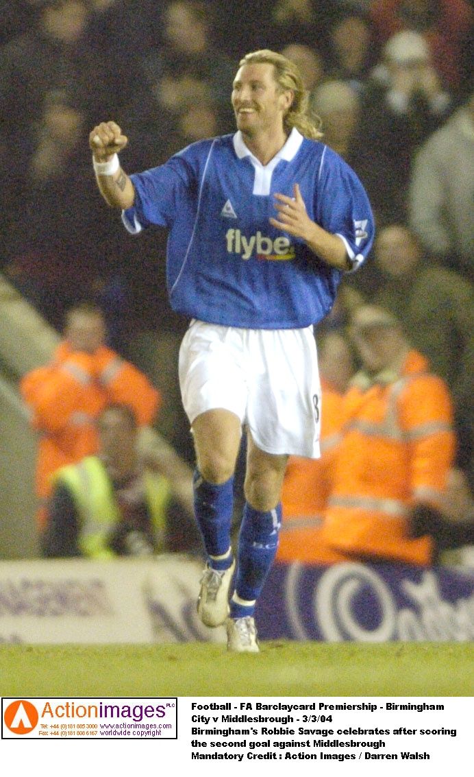 Birmingham's Robbie Savage celebrates after scoring the second goal against Middlesbrough