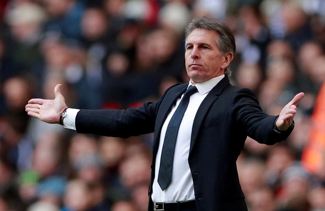 FILE PHOTO: Soccer Football - Premier League - Tottenham Hotspur v Leicester City - Wembley Stadium, London, Britain - February 10, 2019  Leicester City manager Claude Puel reacts during the match     Action Images via Reuters/Andrew Couldridge/File Photo  EDITORIAL USE ONLY. No use with unauthorized audio, video, data, fixture lists, club/league logos or 