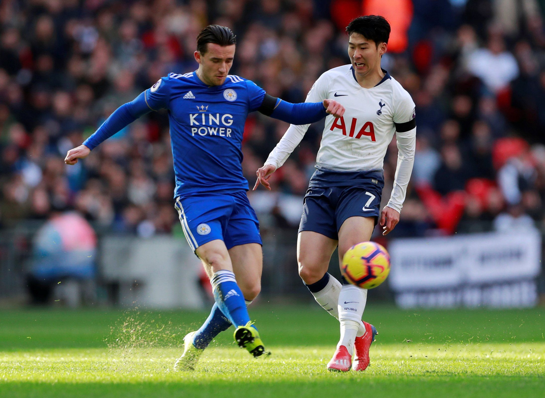 Ben Chilwell in action with HM Son