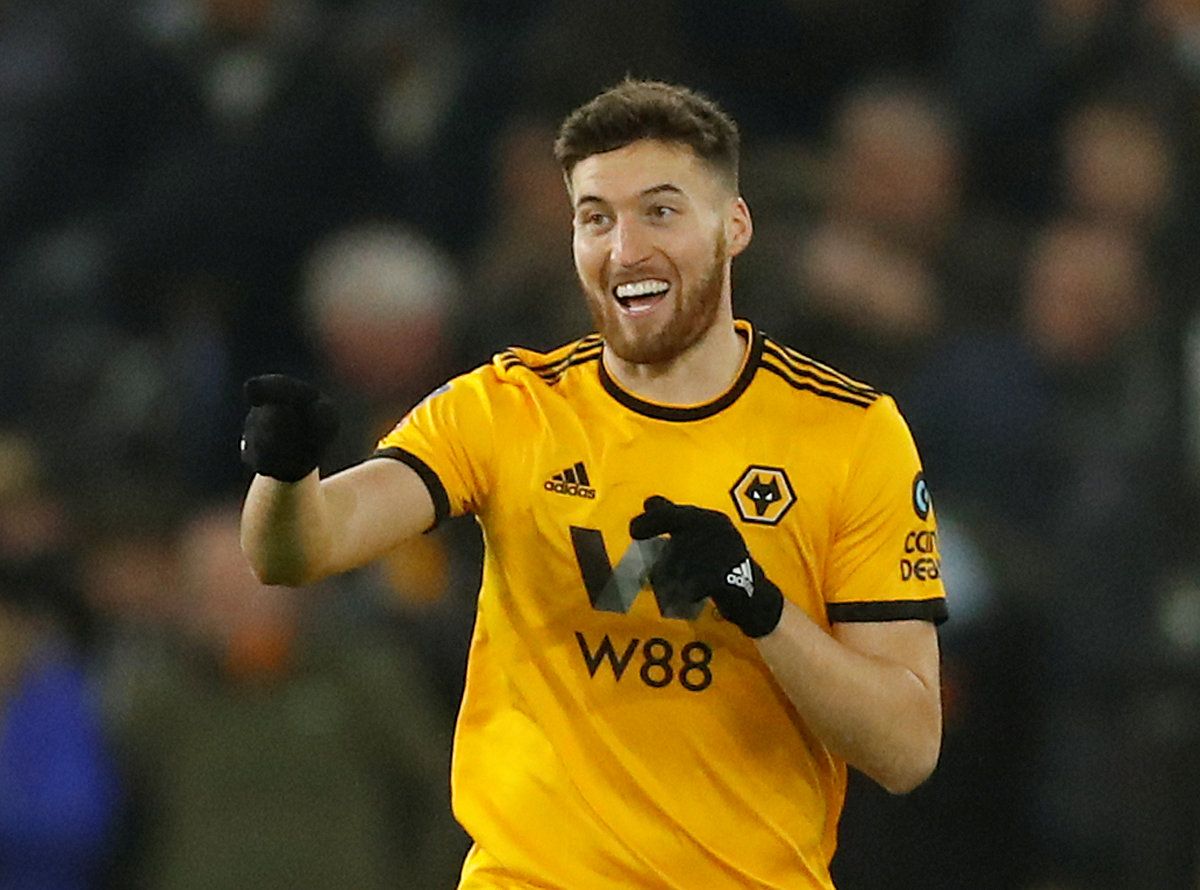 Soccer Football -  FA Cup Fourth Round Replay - Wolverhampton Wanderers v Shrewsbury Town - Molineux Stadium, Wolverhampton, Britain - February 5, 2019   Wolverhampton Wanderers' Matt Doherty celebrates scoring their first goal   Action Images via Reuters/Andrew Boyers