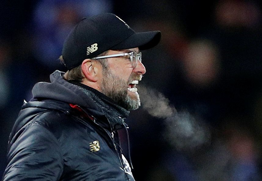 Soccer Football - Premier League - Liverpool v Leicester City - Anfield, Liverpool, Britain - January 30, 2019  Liverpool manager Juergen Klopp reacts       REUTERS/Phil Noble  EDITORIAL USE ONLY. No use with unauthorized audio, video, data, fixture lists, club/league logos or 