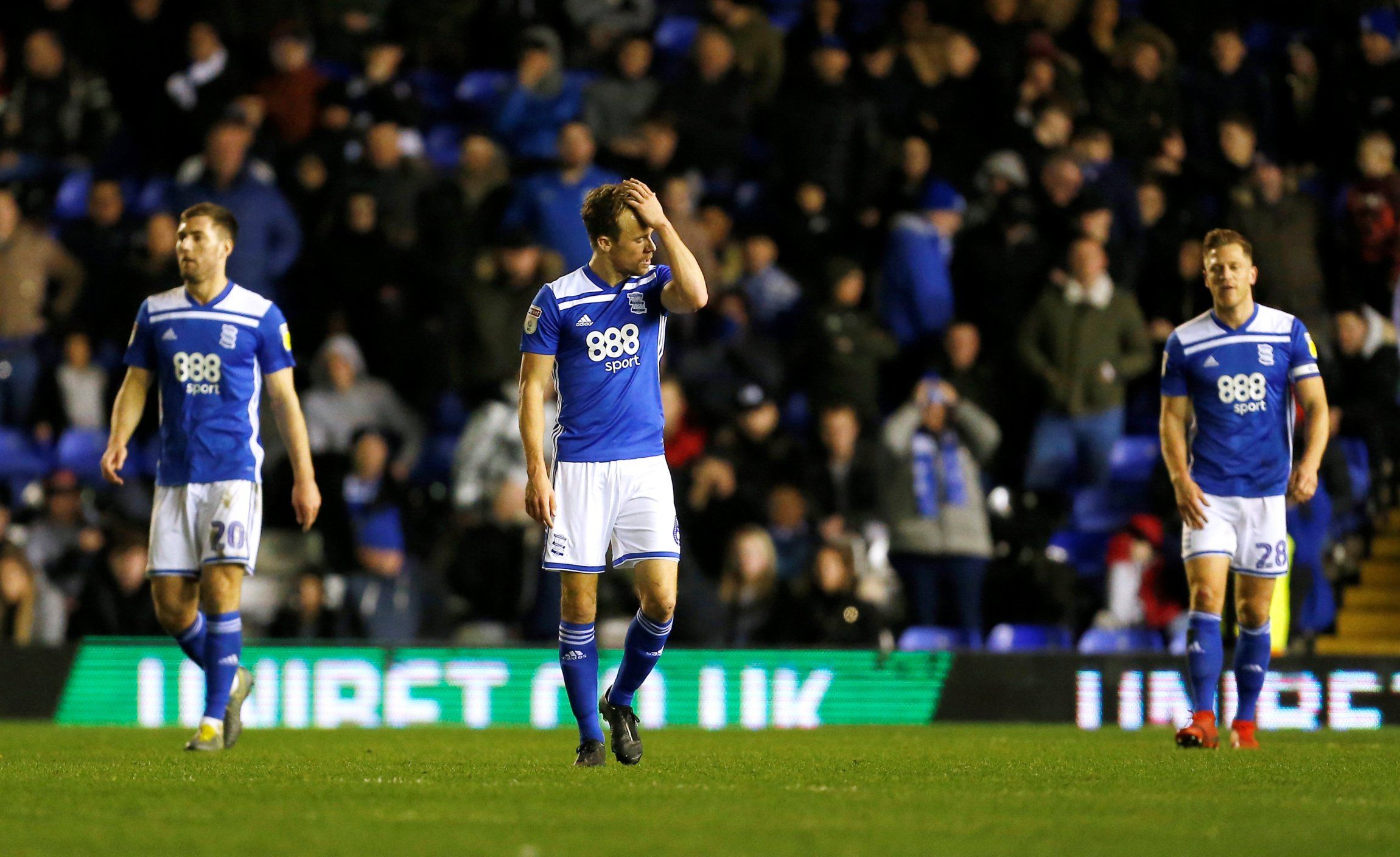 Birmingham players look dejected during defeat to Millwall. 