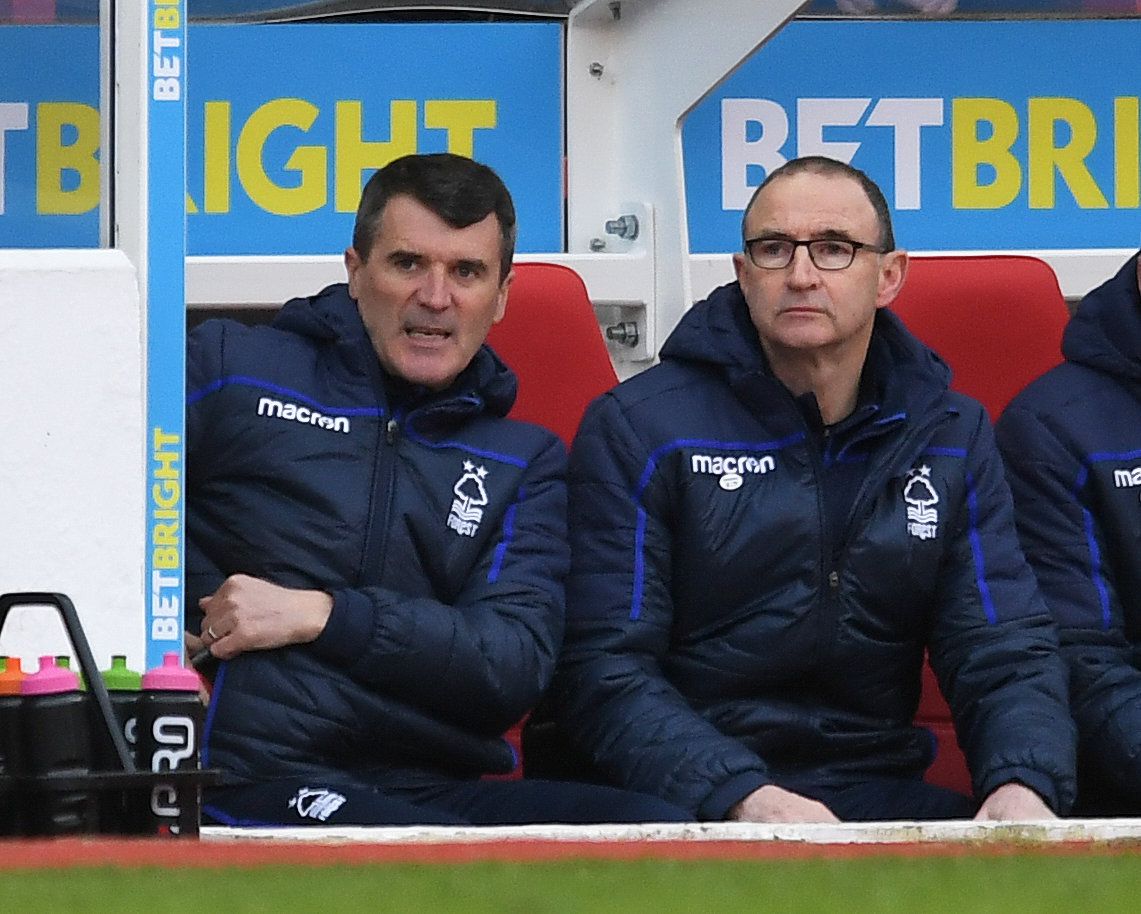 Soccer Football - Championship - Nottingham Forest v Hull City - The City Ground, Nottingham, Britain - March 9, 2019   Nottingham Forest manager Martin O'Neill and assistant manager Roy Keane    Action Images/Alan Walter    EDITORIAL USE ONLY. No use with unauthorized audio, video, data, fixture lists, club/league logos or 