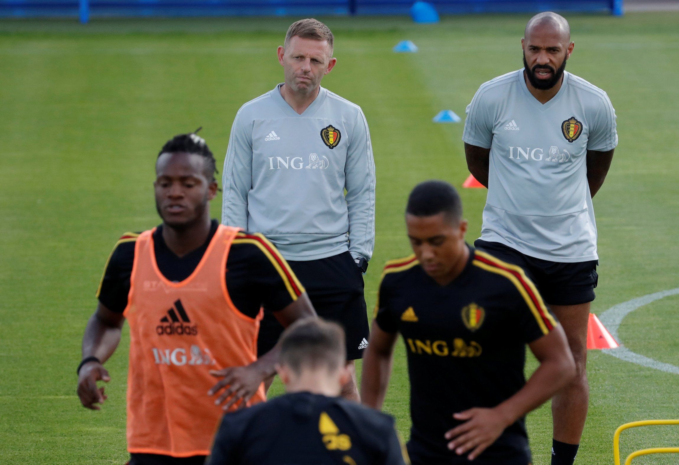 Graeme Jones watches on during a training session in his previous job as Belgium assistant.