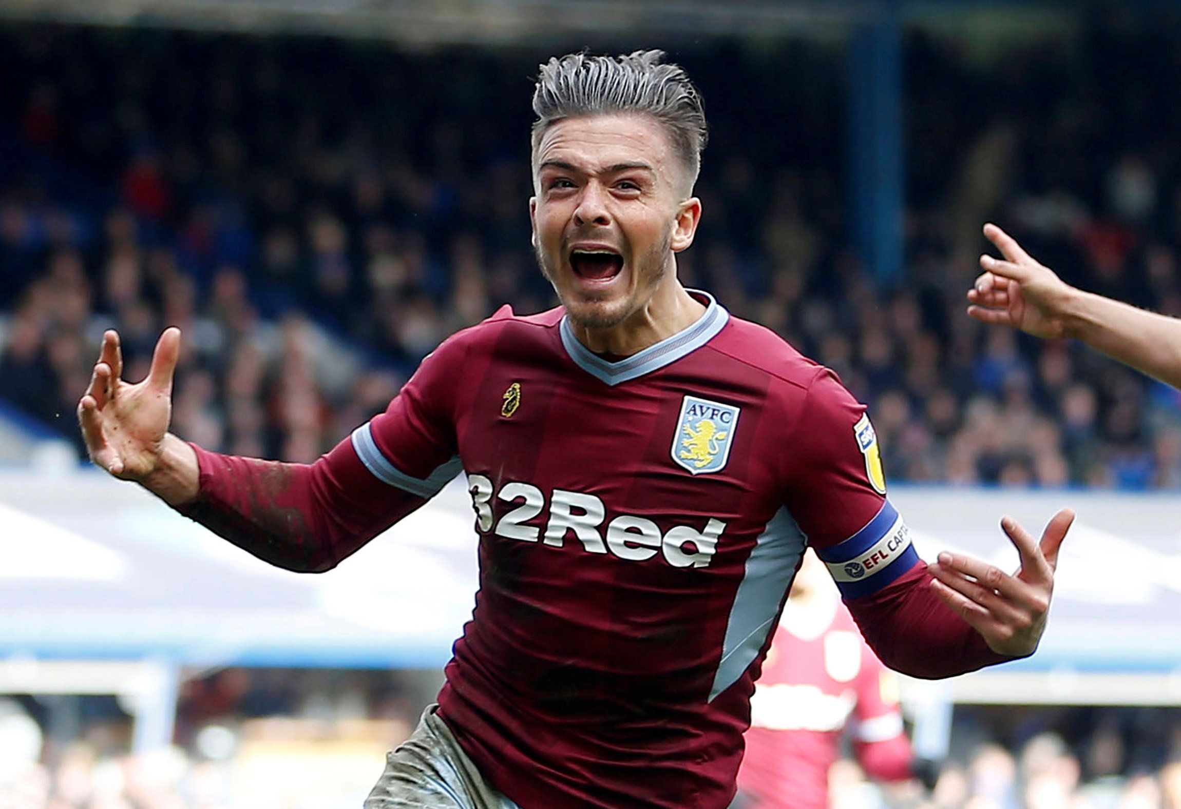 Soccer Football - Championship - Birmingham City v Aston Villa - St Andrew's, Birmingham, Britain - March 10, 2019   Aston Villa's Jack Grealish celebrates scoring their first goal    Action Images via Reuters/Craig Brough    EDITORIAL USE ONLY. No use with unauthorized audio, video, data, fixture lists, club/league logos or "live" services. Online in-match use limited to 75 images, no video emulation. No use in betting, games or single club/league/player publications.  Please contact your accou