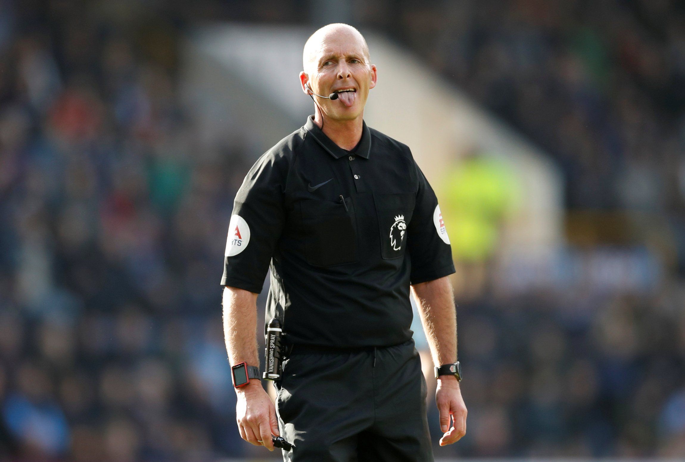 Mike Dean during Tottenham's match with Burnley this season. 