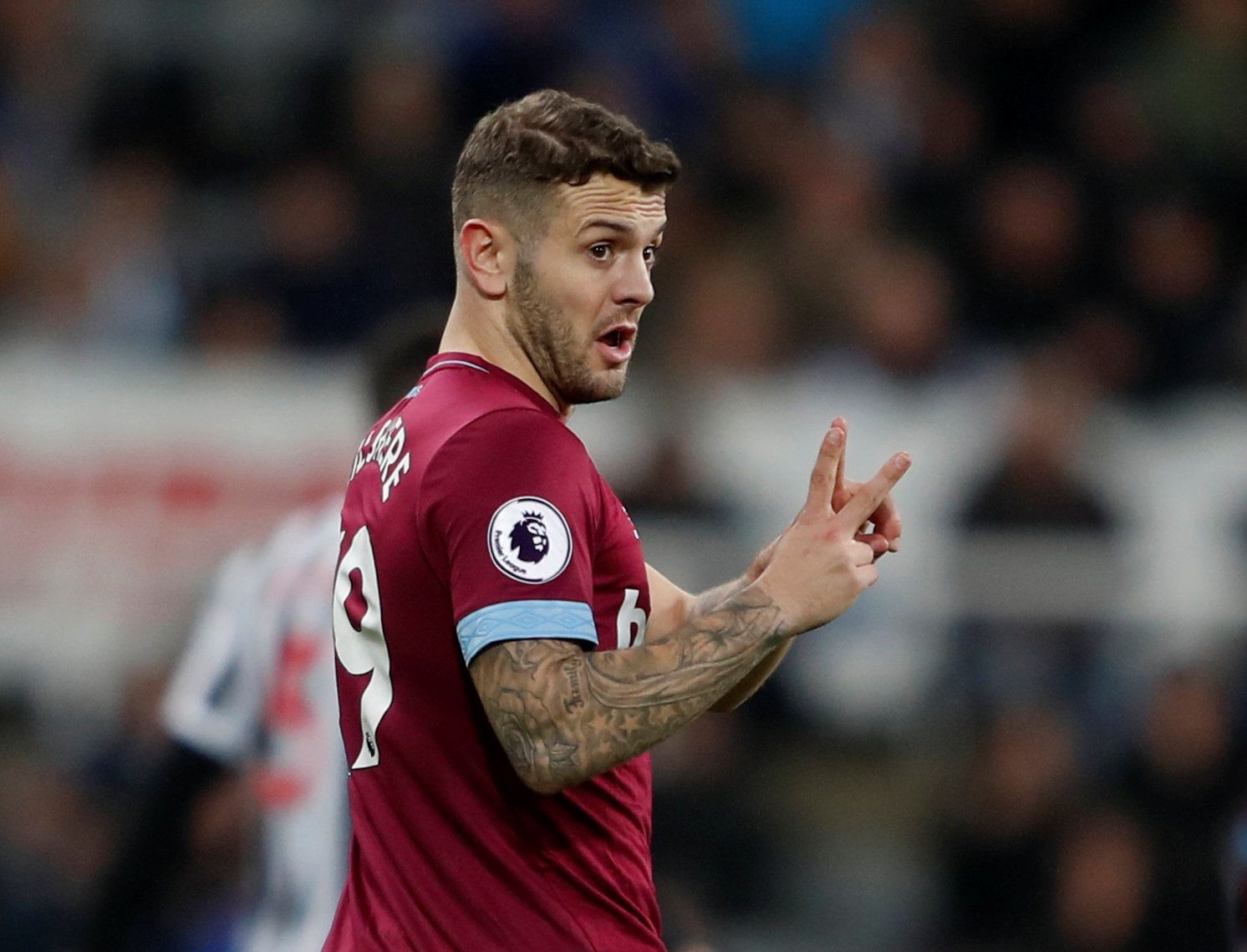 Soccer Football - Premier League - Newcastle United v West Ham United - St James' Park, Newcastle, Britain - December 1, 2018  West Ham's Jack Wilshere gestures after being substituted on  Action Images via Reuters/Lee Smith  EDITORIAL USE ONLY. No use with unauthorized audio, video, data, fixture lists, club/league logos or 