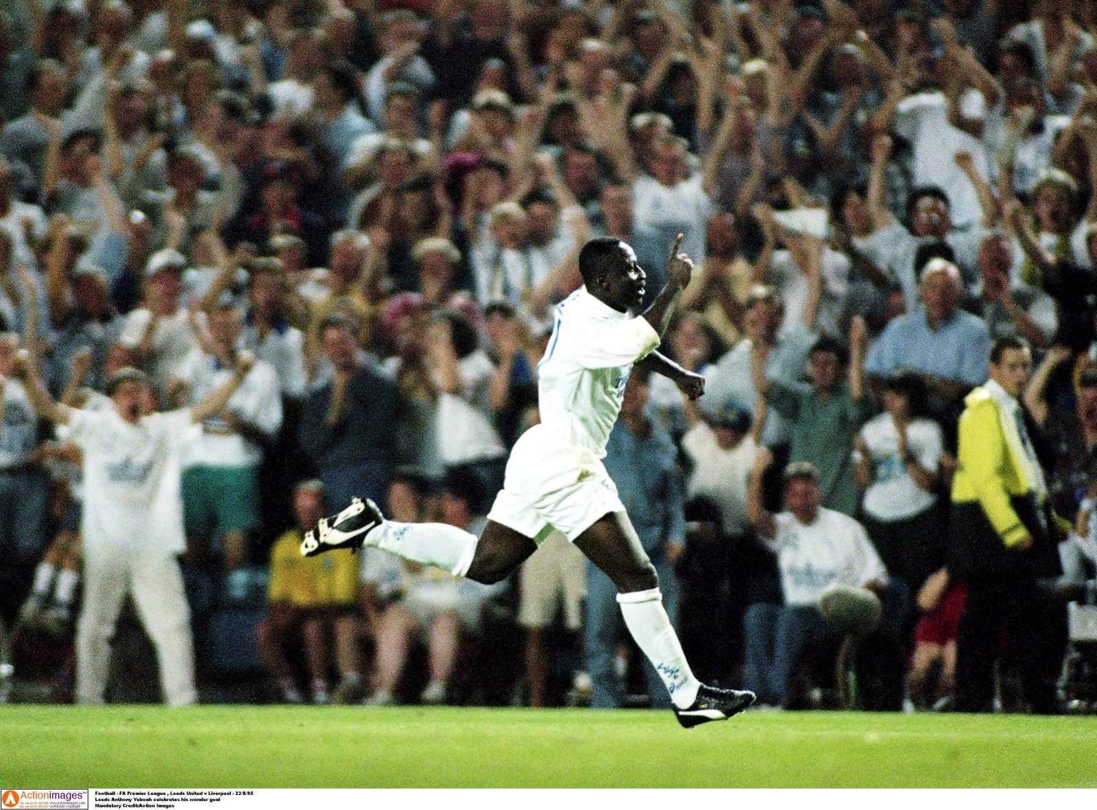 Stampa Con Autografo Tony Yeboah – Leeds United – Formato A4 Con Cornice Nera – Regalo Per Tifosi