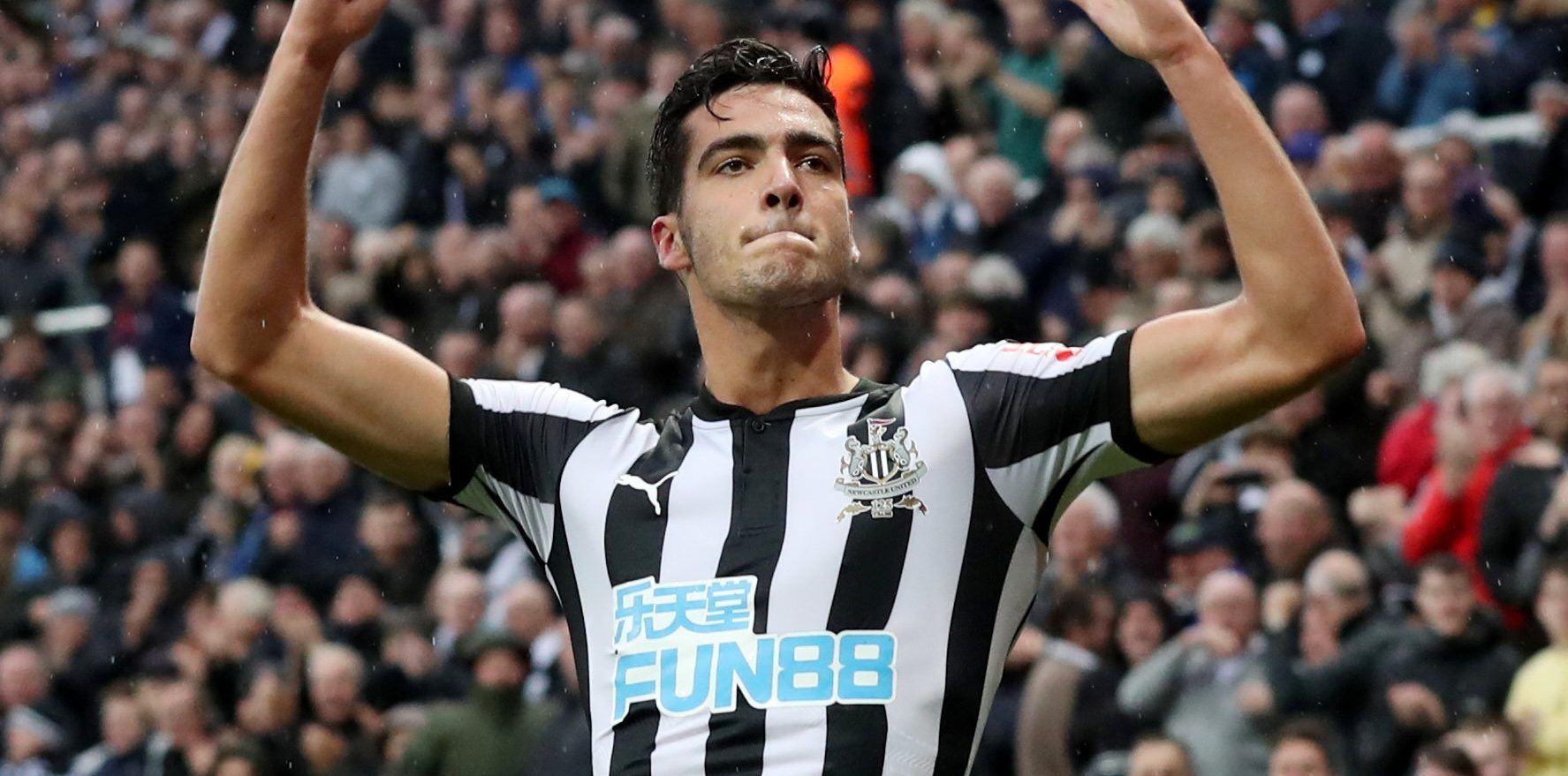 Soccer Football - Premier League - Newcastle United vs Crystal Palace - St James' Park, Newcastle, Britain - October 21, 2017   Newcastle United's Mikel Merino celebrates scoring their first goal      REUTERS/Scott Heppell    EDITORIAL USE ONLY. No use with unauthorized audio, video, data, fixture lists, club/league logos or 