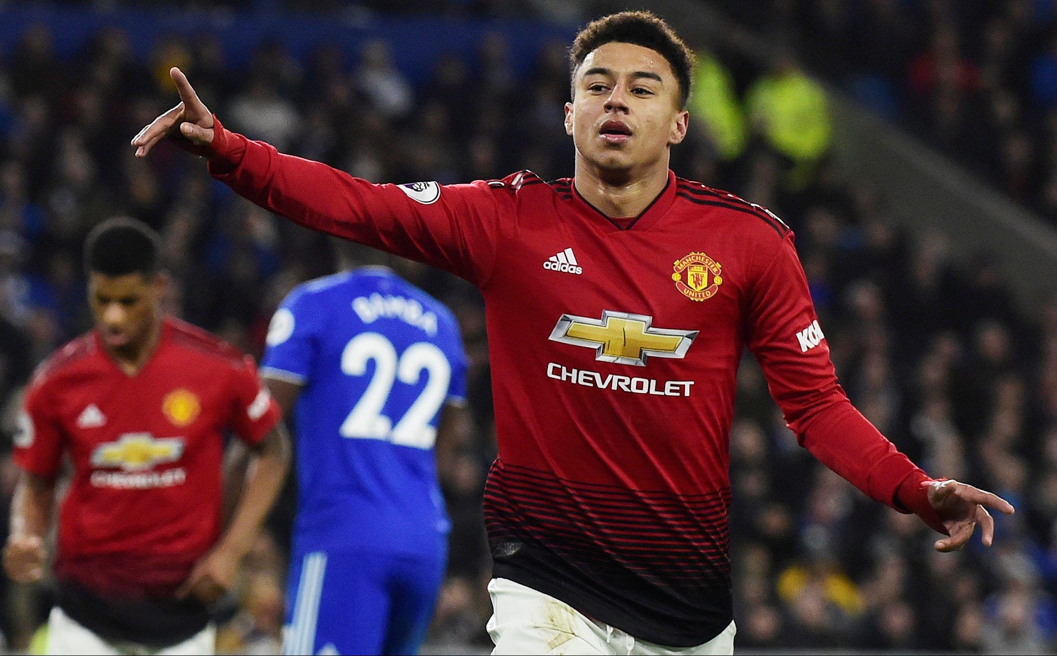 Soccer Football - Premier League - Cardiff City v Manchester United - Cardiff City Stadium, Cardiff, Britain - December 22, 2018  Manchester United's Jesse Lingard celebrates scoring their fourth goal   REUTERS/Rebecca Naden  EDITORIAL USE ONLY. No use with unauthorized audio, video, data, fixture lists, club/league logos or 