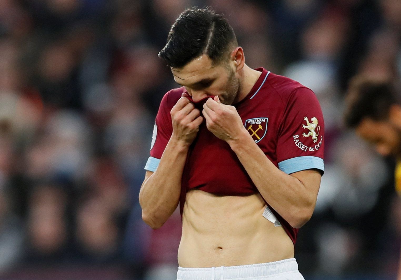 Soccer Football - Premier League - West Ham United v Crystal Palace - London Stadium, London, Britain - December 8, 2018  West Ham's Lucas Perez reats during the match     REUTERS/David Klein  EDITORIAL USE ONLY. No use with unauthorized audio, video, data, fixture lists, club/league logos or 