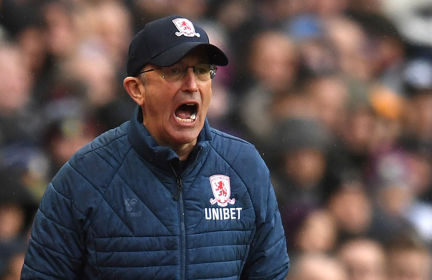 Soccer Football - Championship - Aston Villa v Middlesbrough - Villa Park, Birmingham, Britain - March 16, 2019   Middlesbrough manager Tony Pulis reacts          Action Images/Alan Walter    EDITORIAL USE ONLY. No use with unauthorized audio, video, data, fixture lists, club/league logos or 