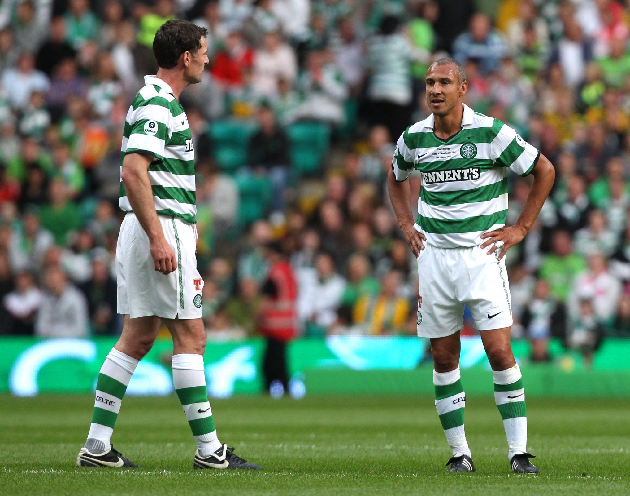 Sutton and Larsson during a charity match