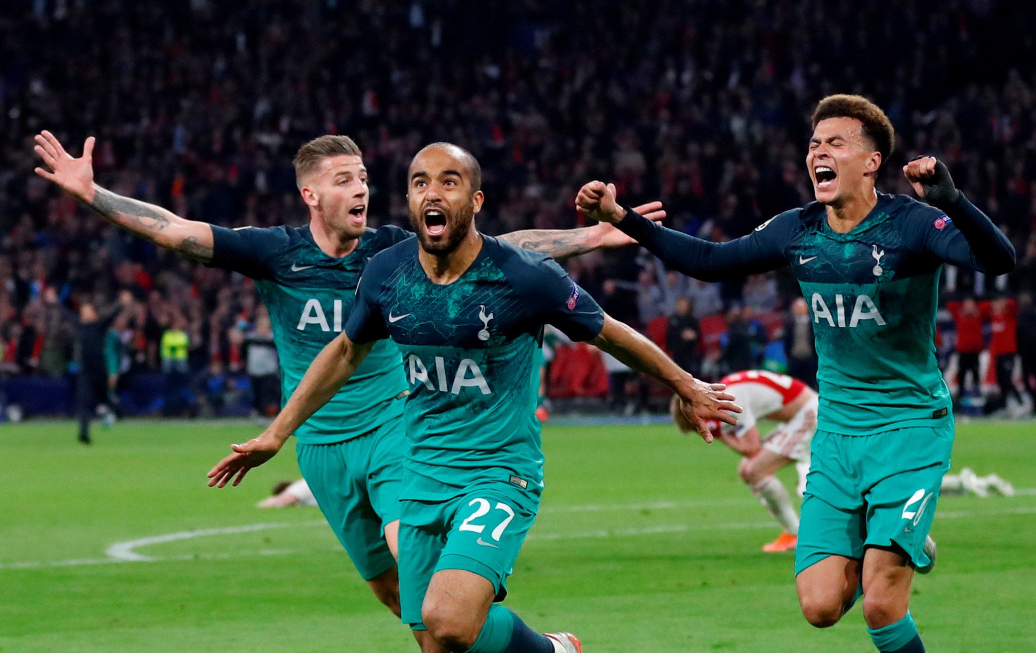 Tottenham Hotspur's Lucas Moura celebrates scoring against Ajax in the Champions League