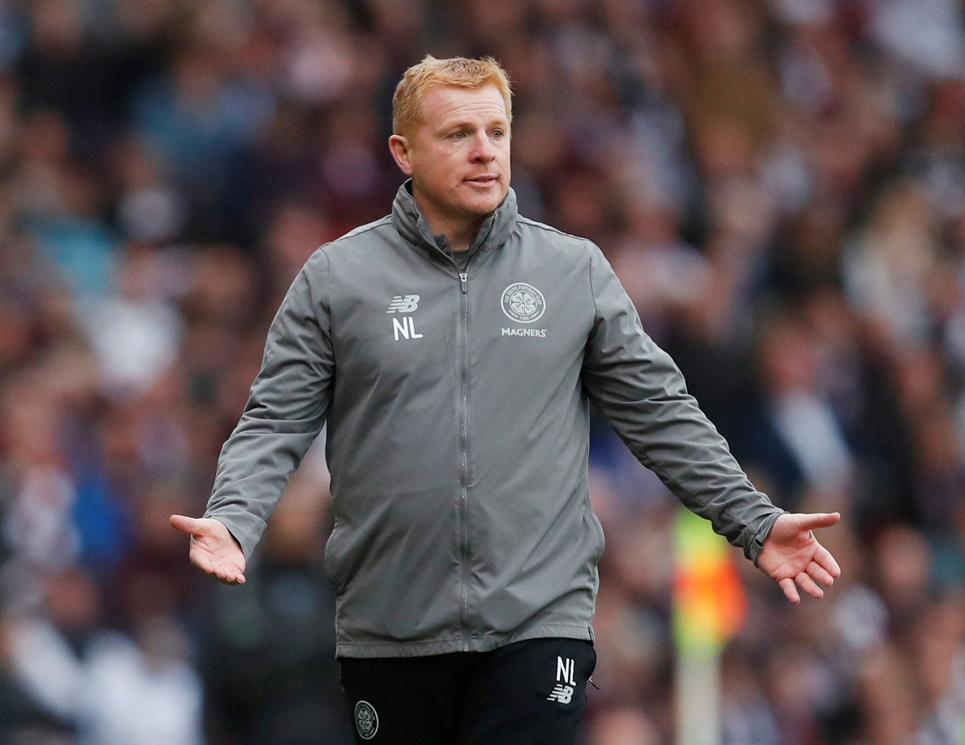 Soccer Football - Scottish Cup Final - Heart of Midlothian v Celtic - Hampden Park, Glasgow, Britain - May 25, 2019  Celtic manager Neil Lennon reacts during the match        REUTERS/Russell Cheyne