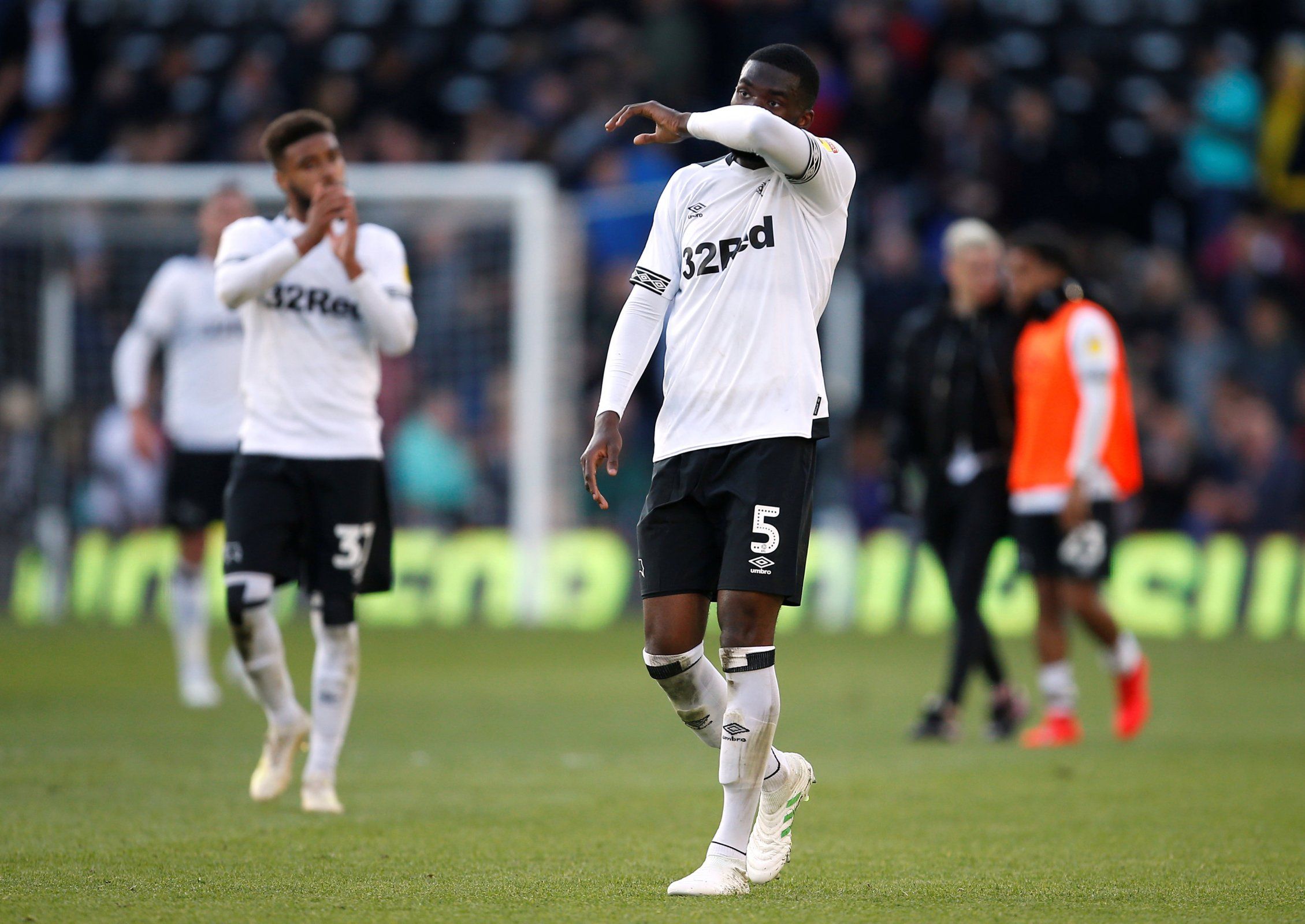 Fikayo Tomori reacts after Derby County game