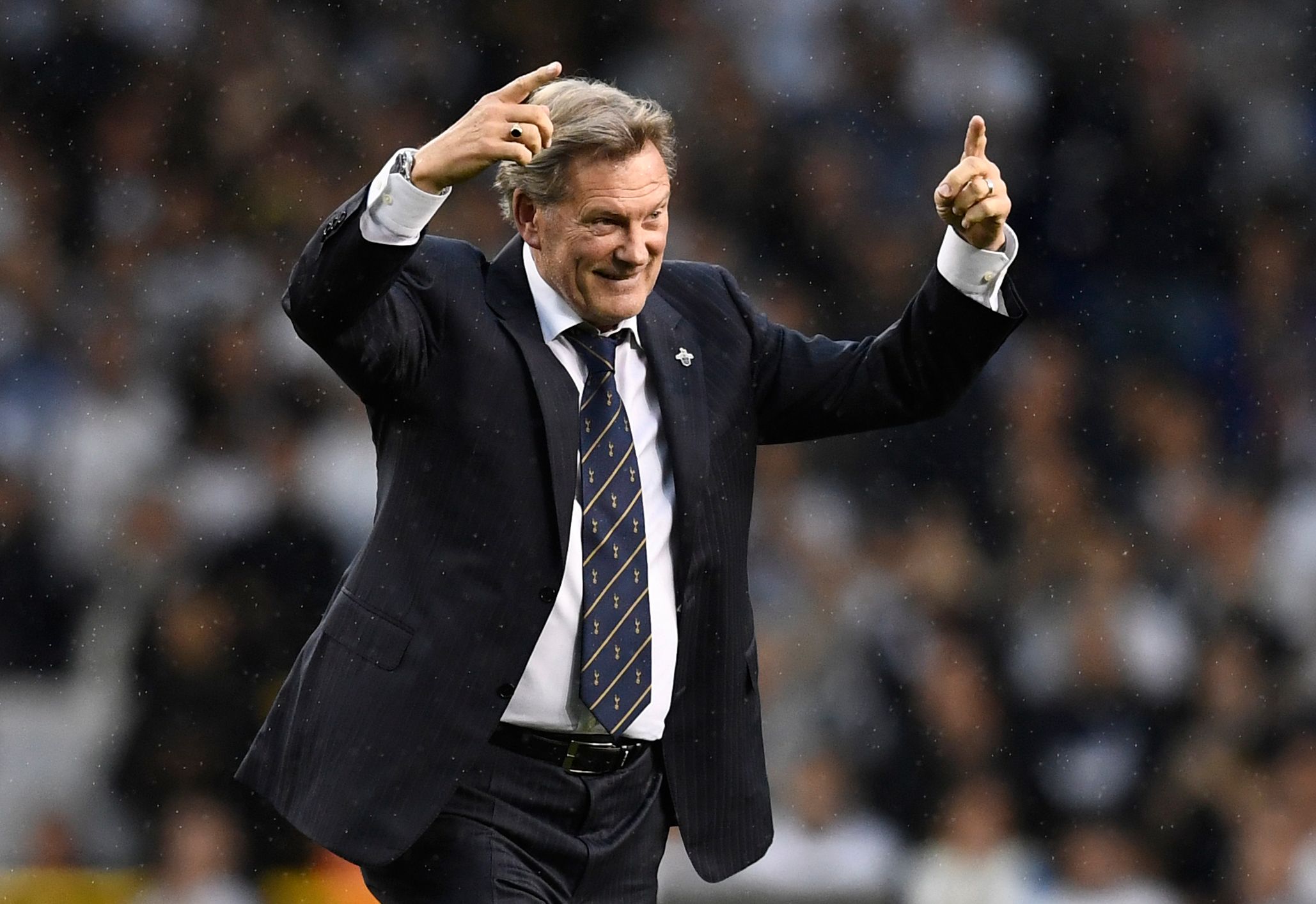 Britain Soccer Football - Tottenham Hotspur v Manchester United - Premier League - White Hart Lane - 14/5/17 Former Tottenham player and manager Glenn Hoddle during the ceremony after the game Reuters / Dylan Martinez Livepic EDITORIAL USE ONLY. No use with unauthorized audio, video, data, fixture lists, club/league logos or 