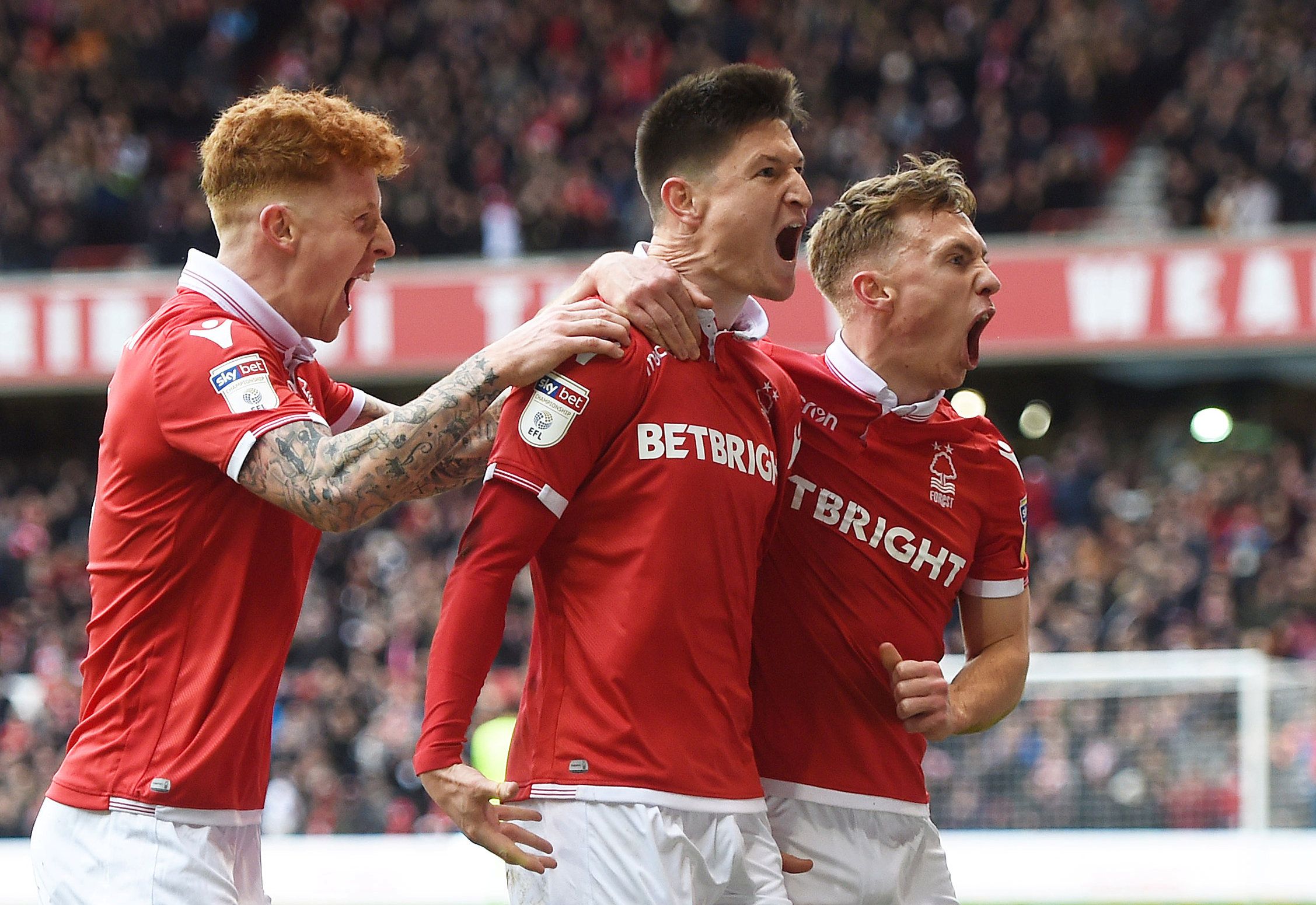 Soccer Football - Championship - Nottingham Forest v Wigan Athletic - The City Ground, Nottingham, Britain - January 26, 2019  Nottingham Forest's Joe Lolley celebrates scoring their first goal     Action Images/Alan Walter  EDITORIAL USE ONLY. No use with unauthorized audio, video, data, fixture lists, club/league logos or 